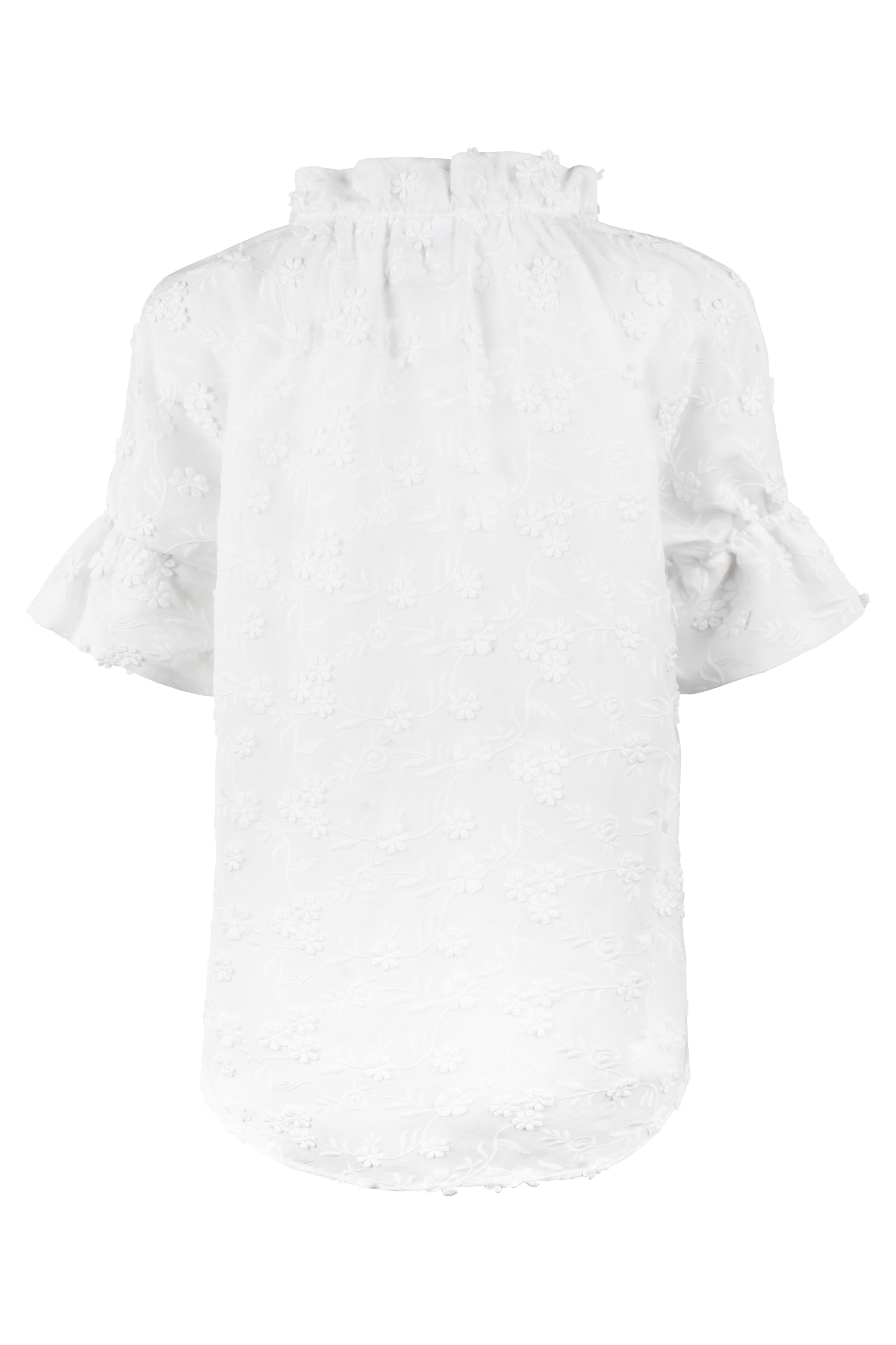 Crosby Shirt White Textured 3D Flowers