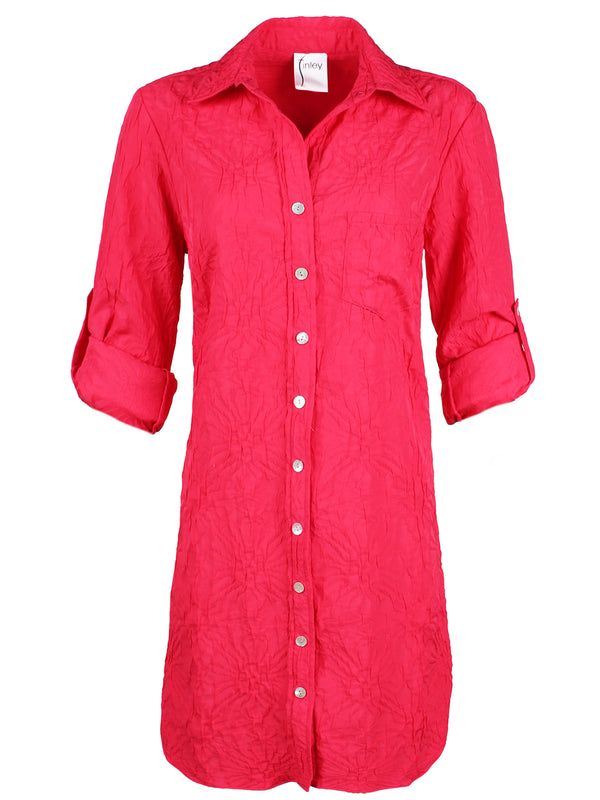 Alex Shirt Dress Raspberry Crushed Textured Jacquard
