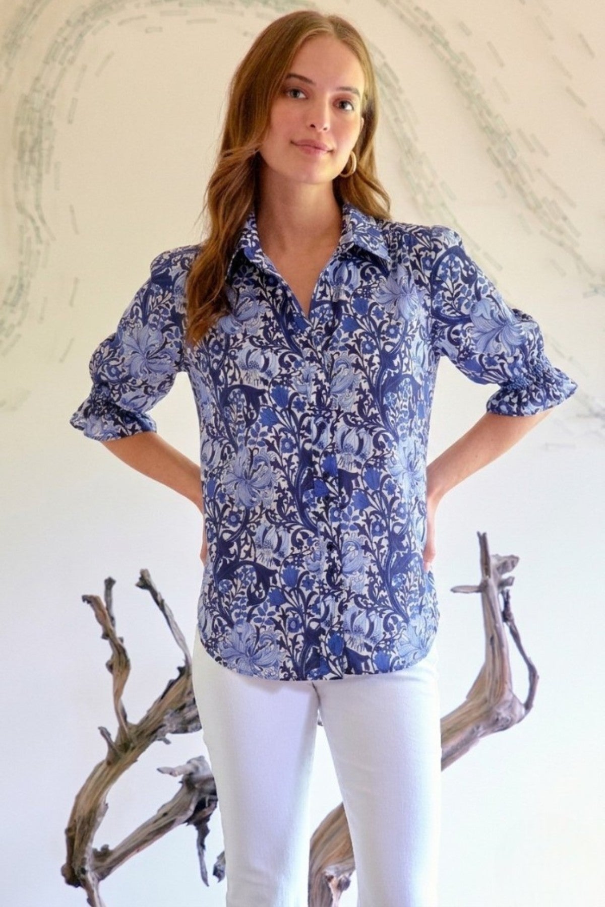 Sirena Shirt Blue Iris Print