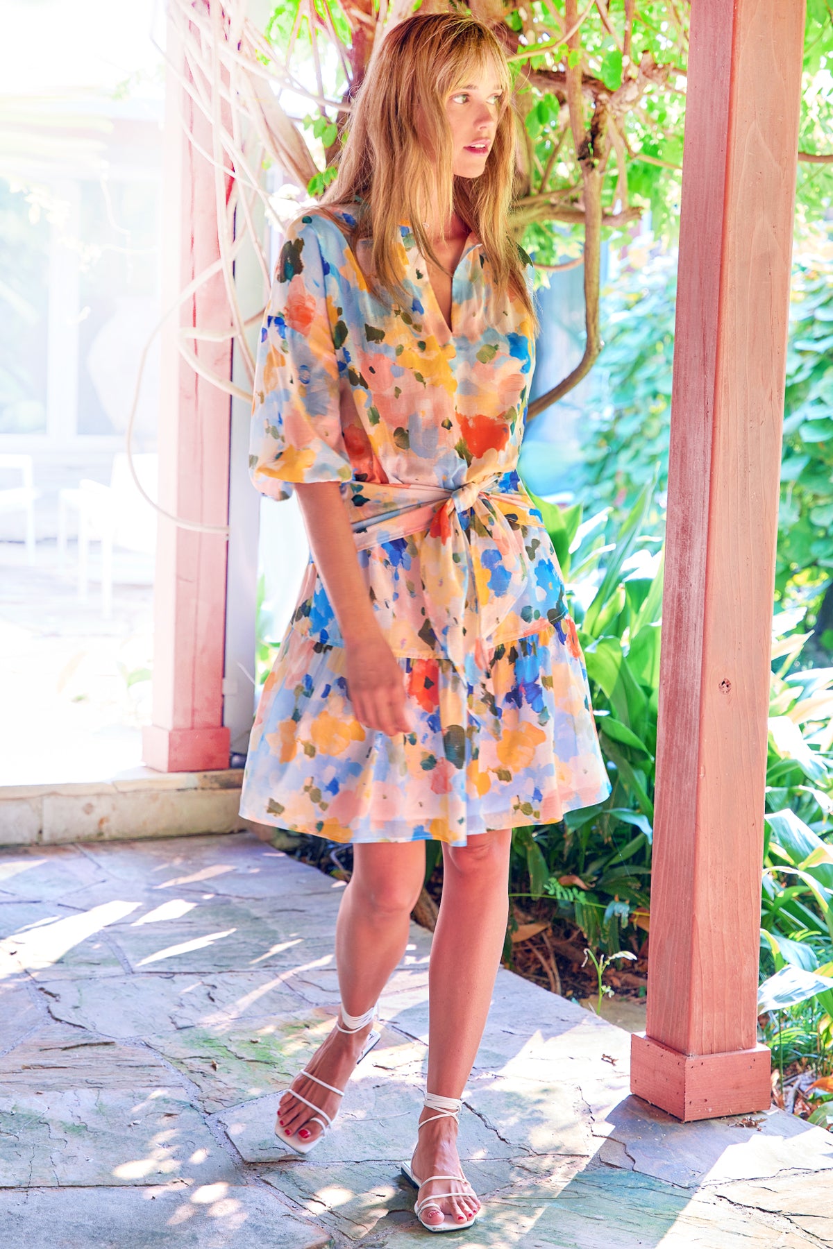 Coco | 3/4 Sleeve Cotton Floral Tie Front Dress | Finley Dresses