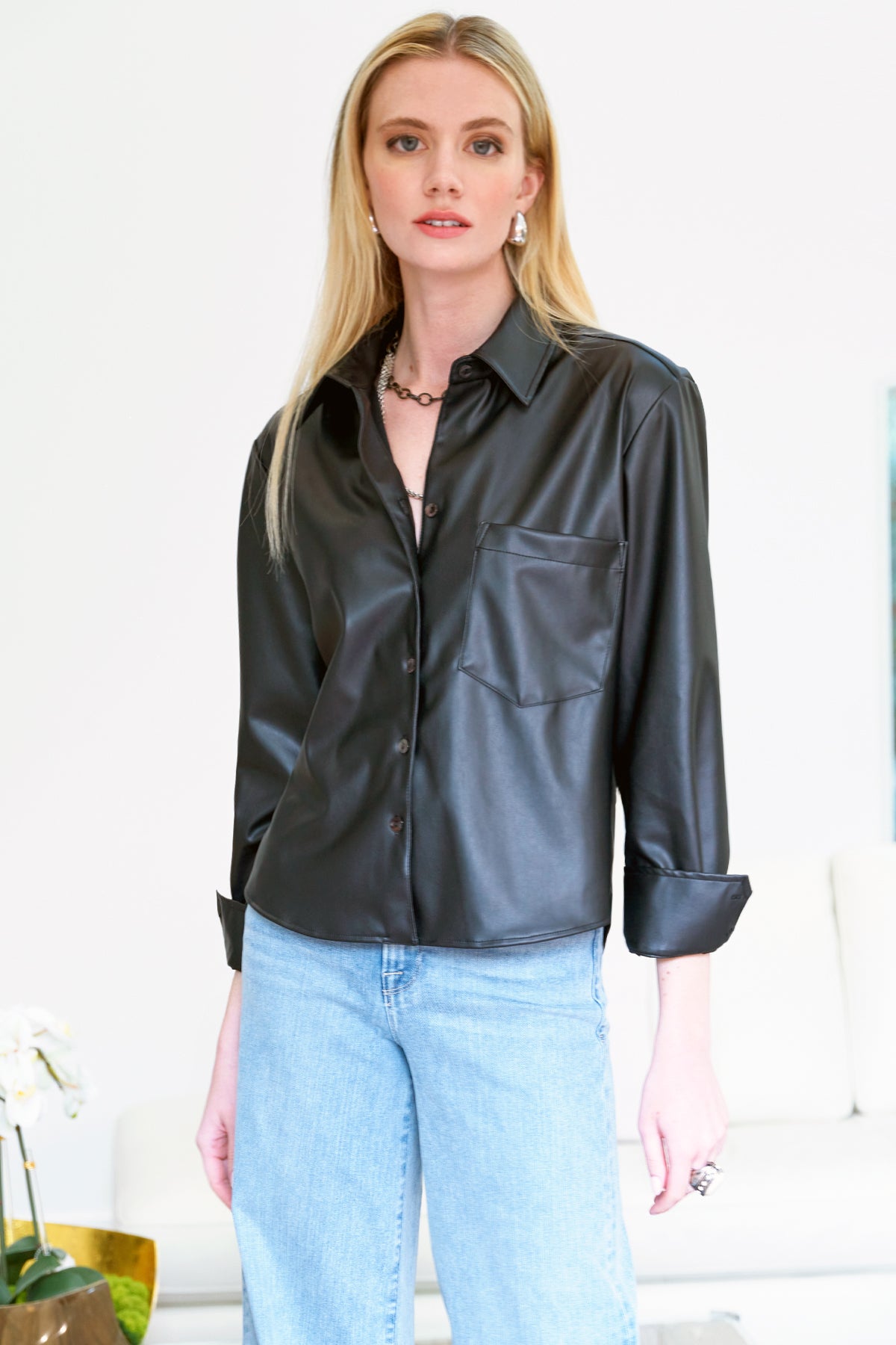 Andie Faux Leather Top