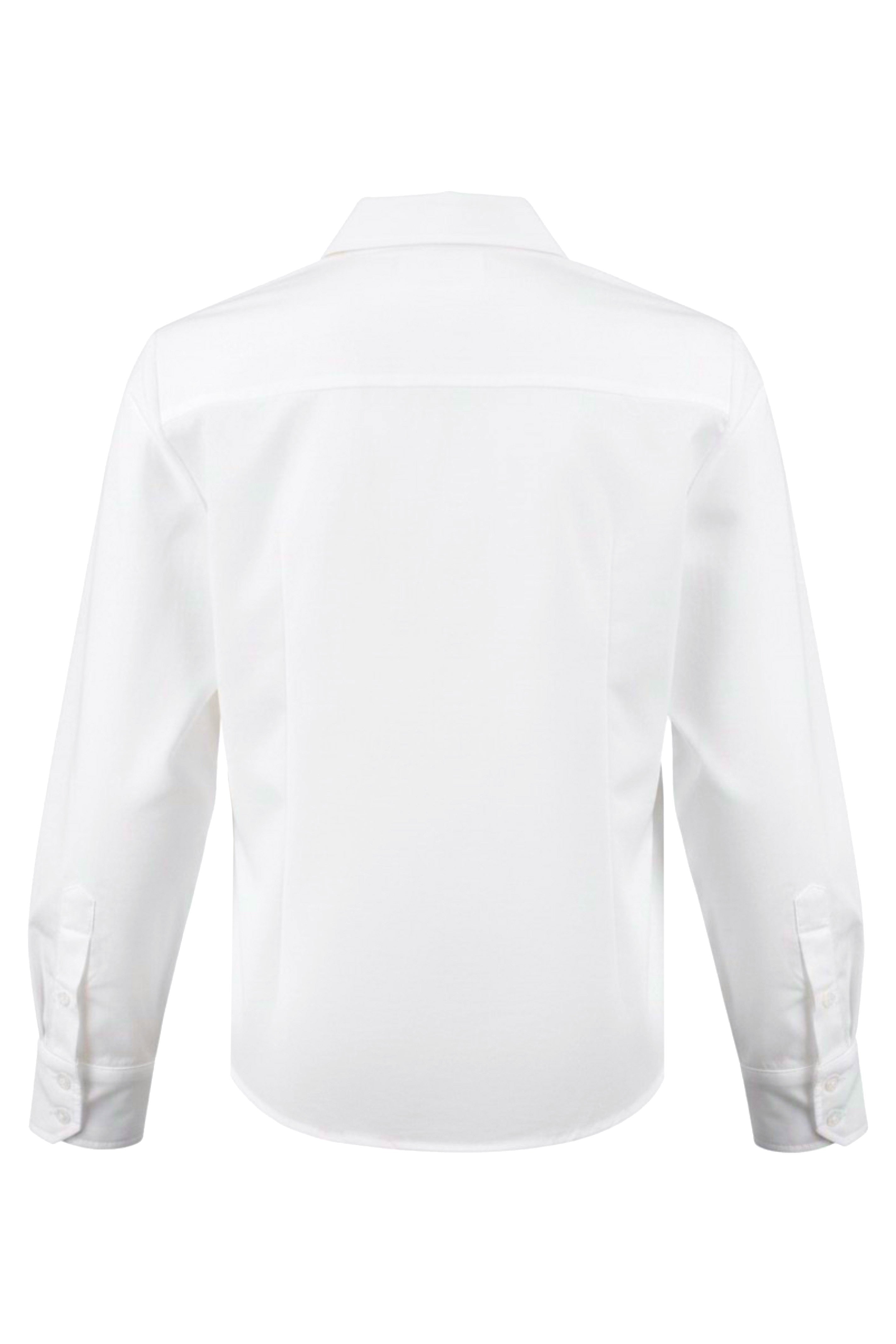 Catherine MacMahon x Andie Cropped White Silky Poplin Shirt for Dallas Art Fair