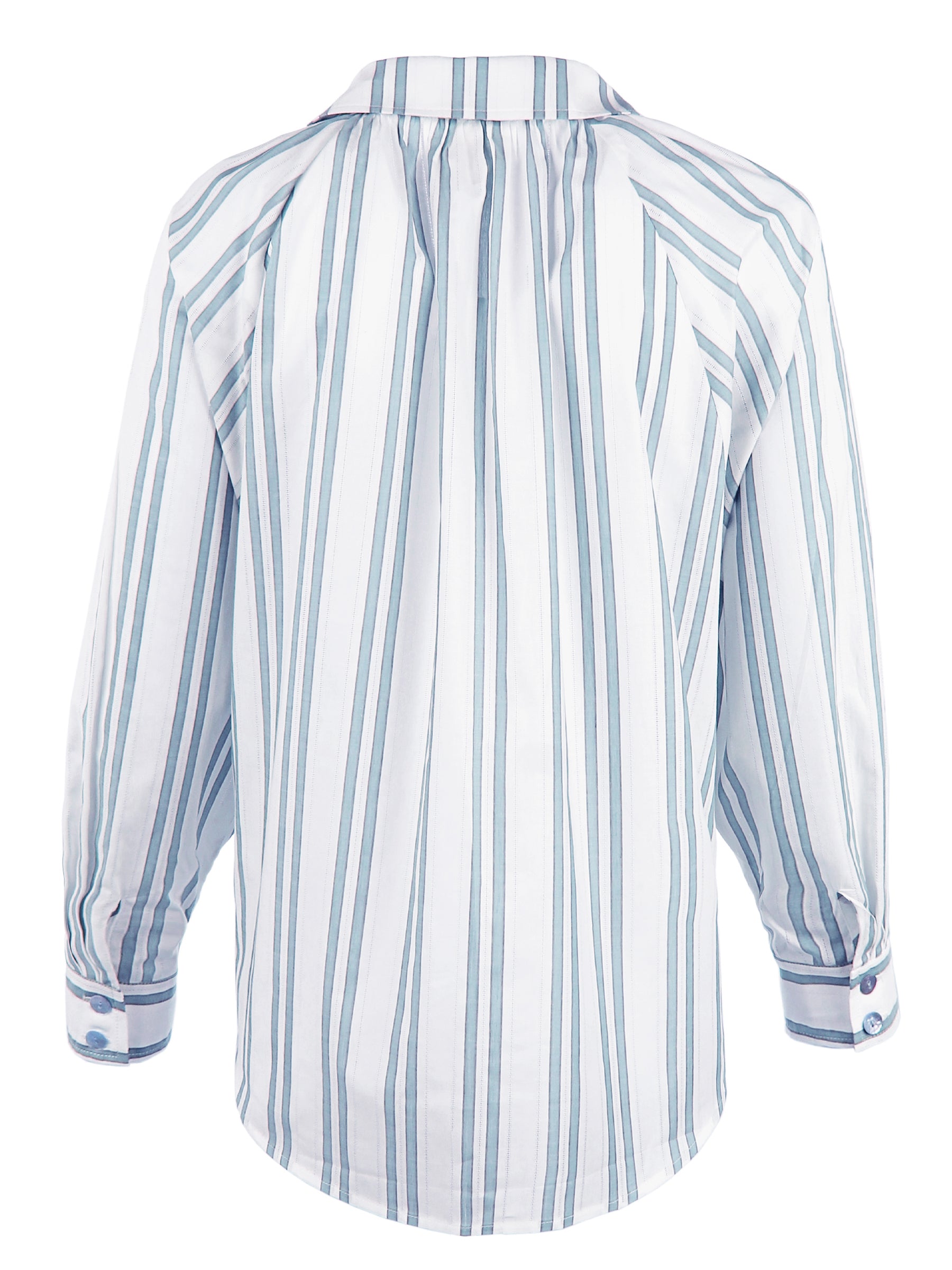 Dylan Dolman Sleeve Shirt Aqua Drop Needle Stripe