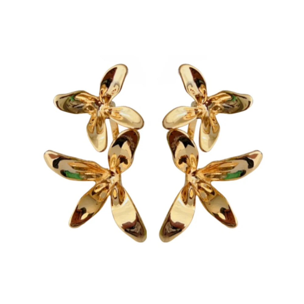 Gold Double Bloom Flower Drops