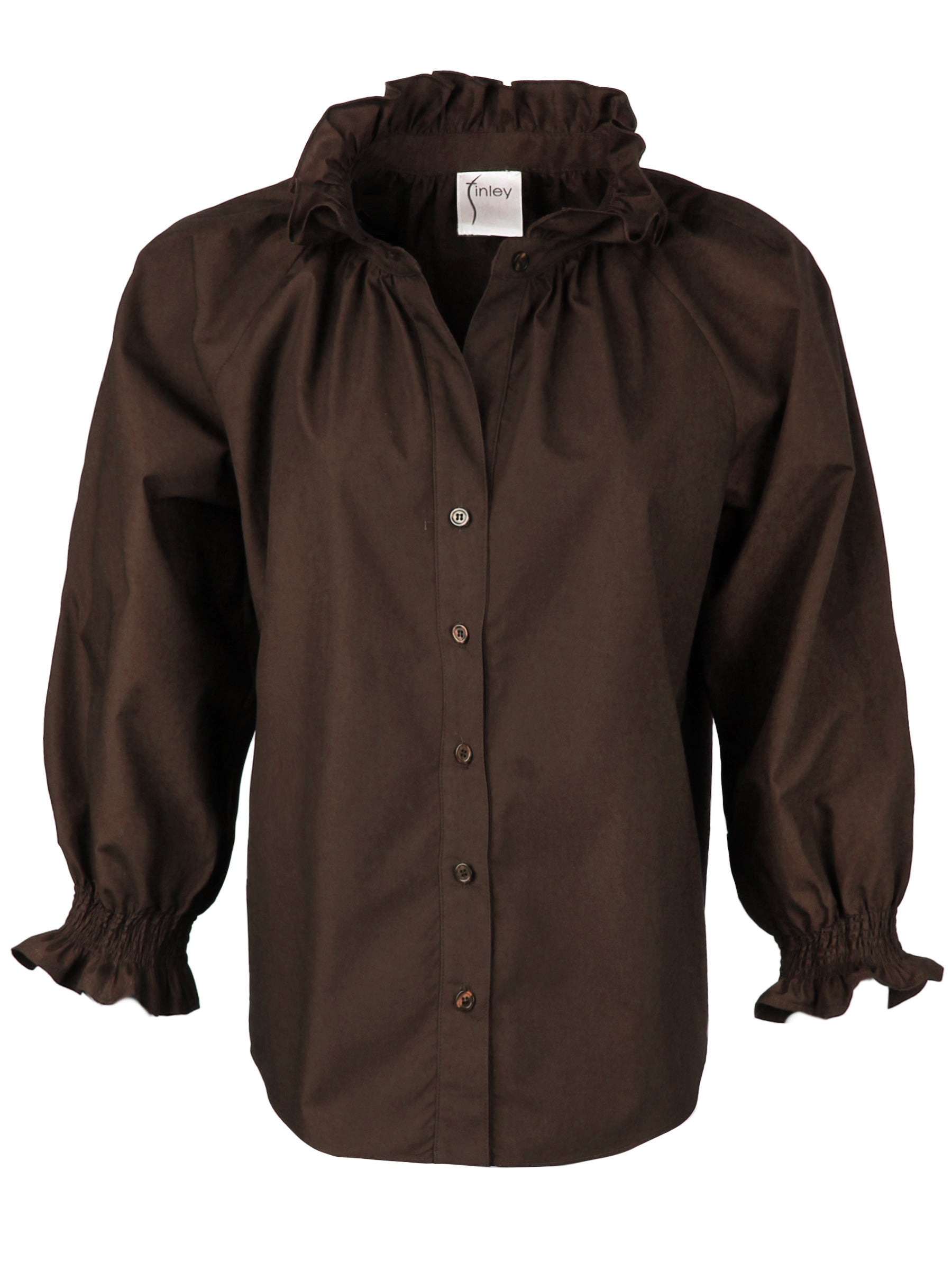 Brown shirt with puffed sleeves on a white background