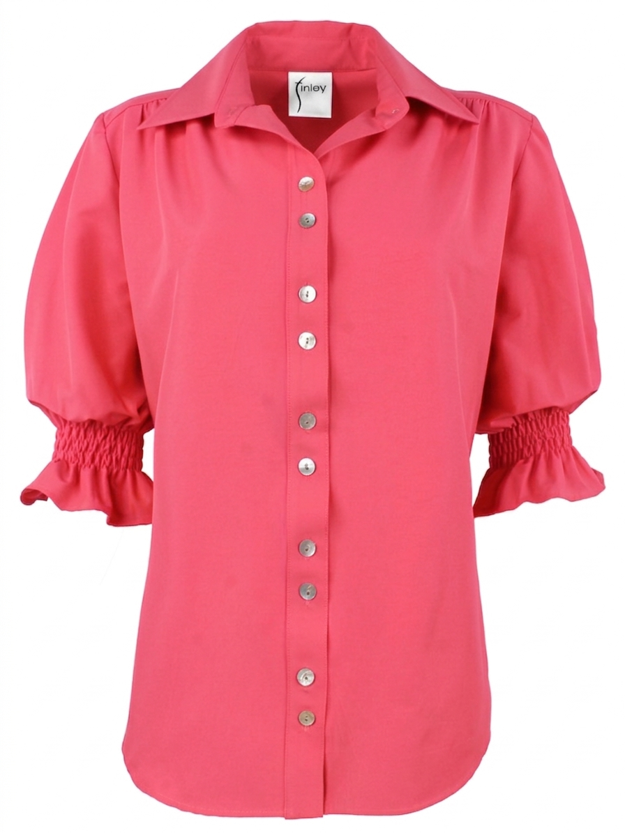 Sirena Puff Sleeve Poplin Blouse, Watermelon