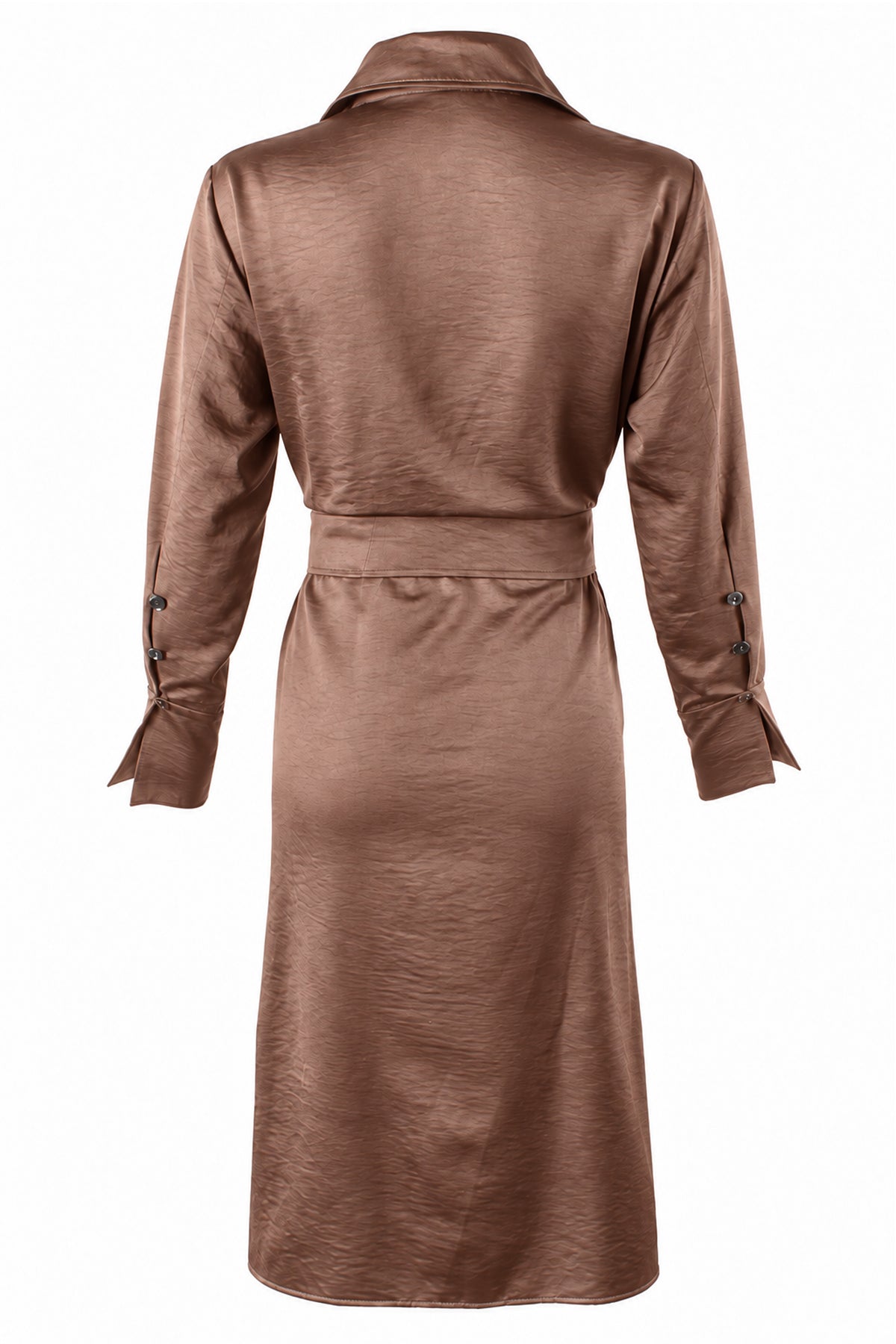 Hudson Shirt Dress Tan Sueded Back Satin