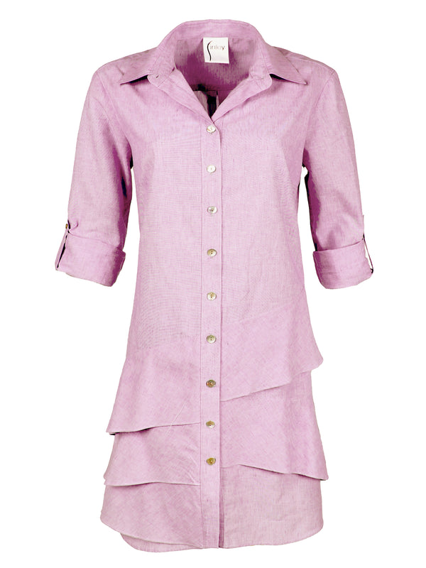 Jenna Shirt Dress Pale Pink Cotton/Linen Oxford