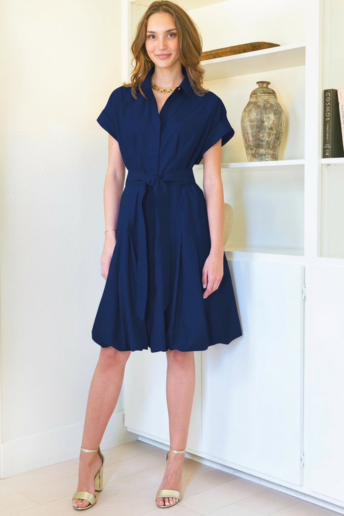 Libby Bubble Dress Navy Typewriter Cloth