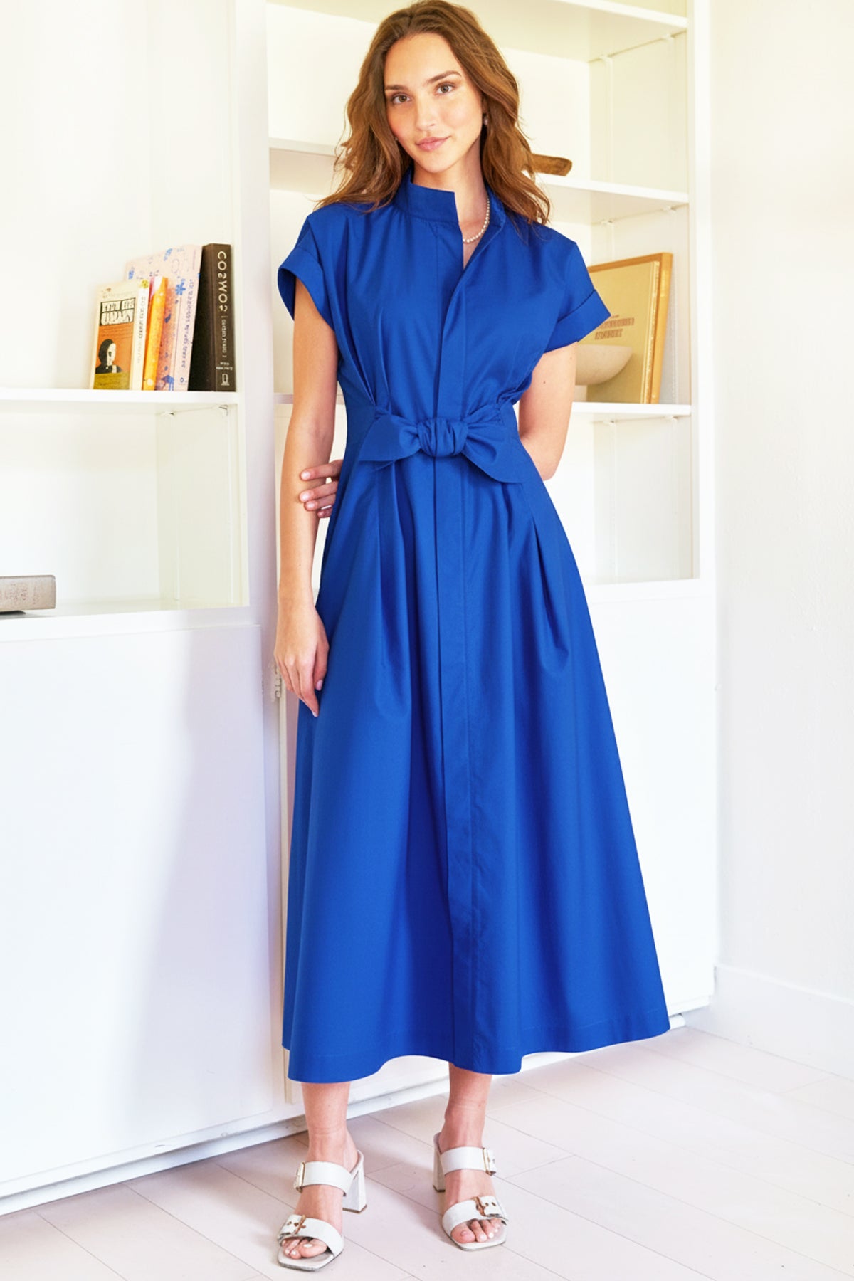 Rocky | Typewriter Cloth Tie Front Blue Designer Shirt Dress | Finley Rocky | Typewriter Cloth Tie Front Blue Designer Shirt Dress | Finley