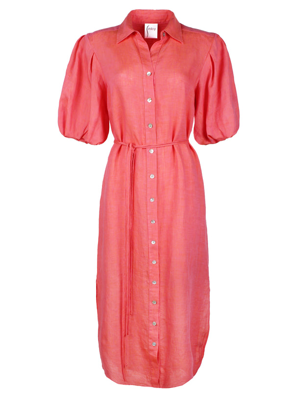 Washed Linen Madeline Dress Peony Pink