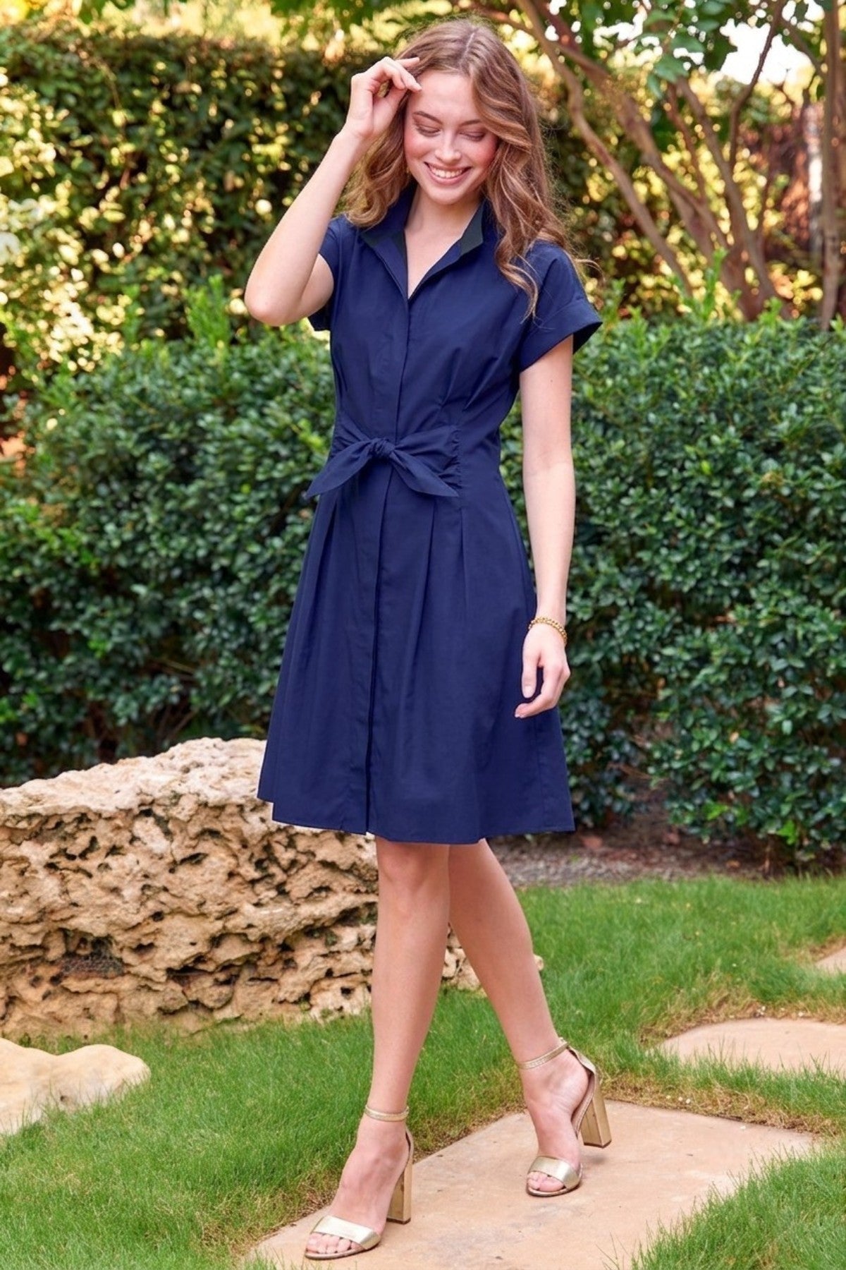 Rocky Dress Navy Crisp Cotton - Webstore Exclusive
