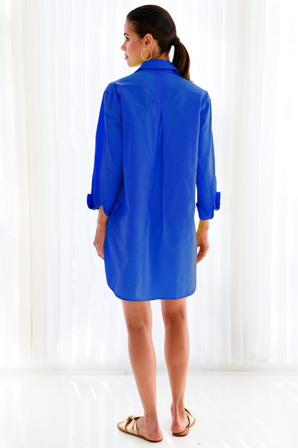 Nash Royal Blue Shirt Dress Techy Taffeta