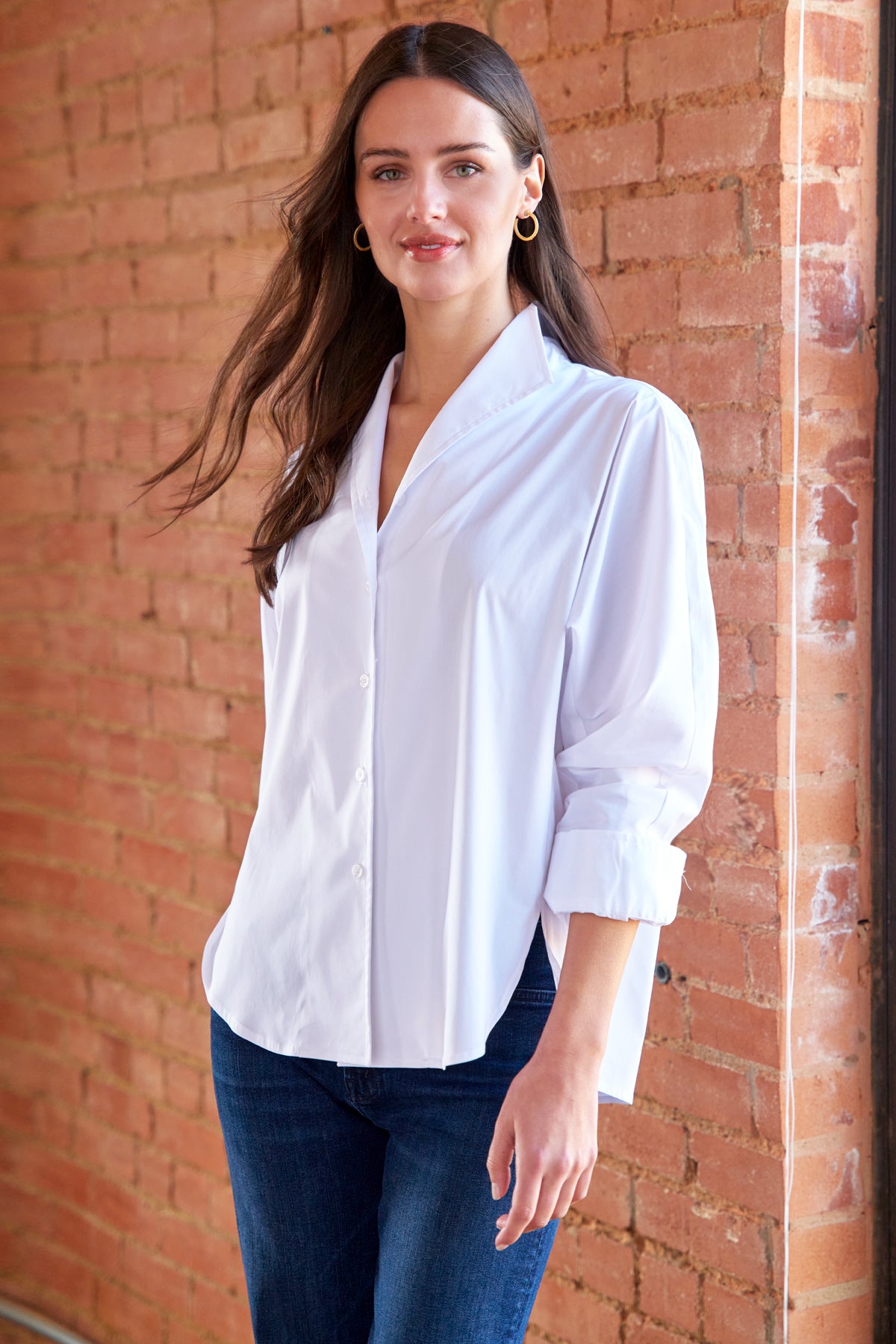 Revere Shirt, White Silky Poplin