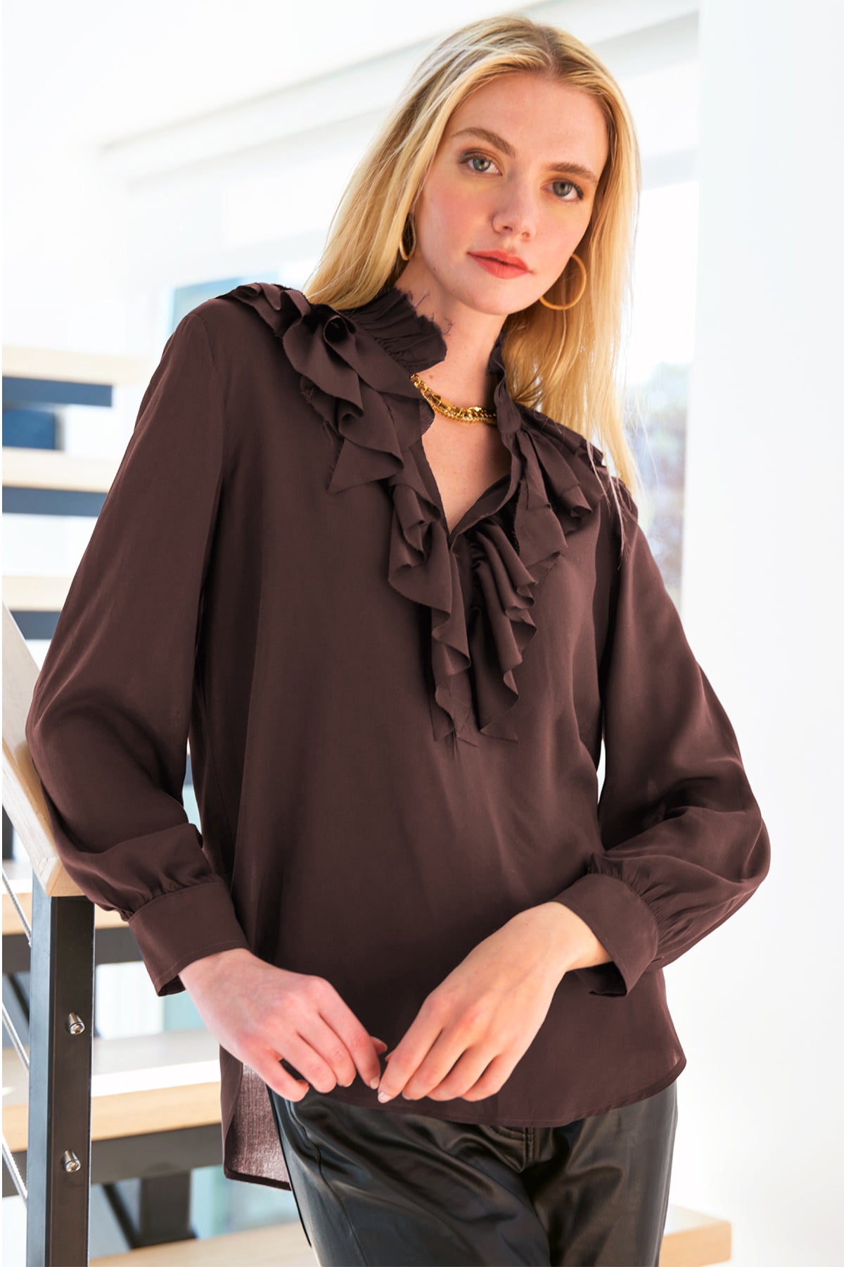 Rory Viscose Voile Fray Neck Top