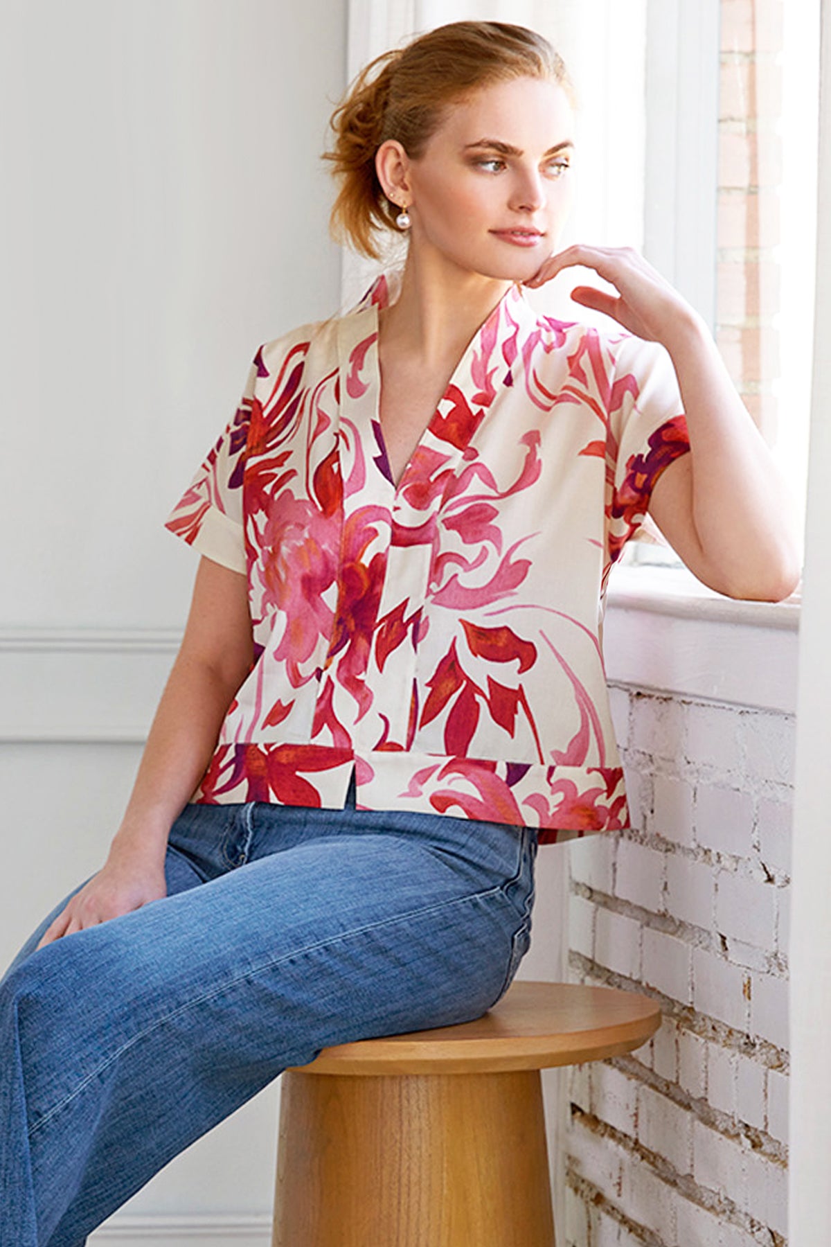 Suki Popover Top Kyoto Floral