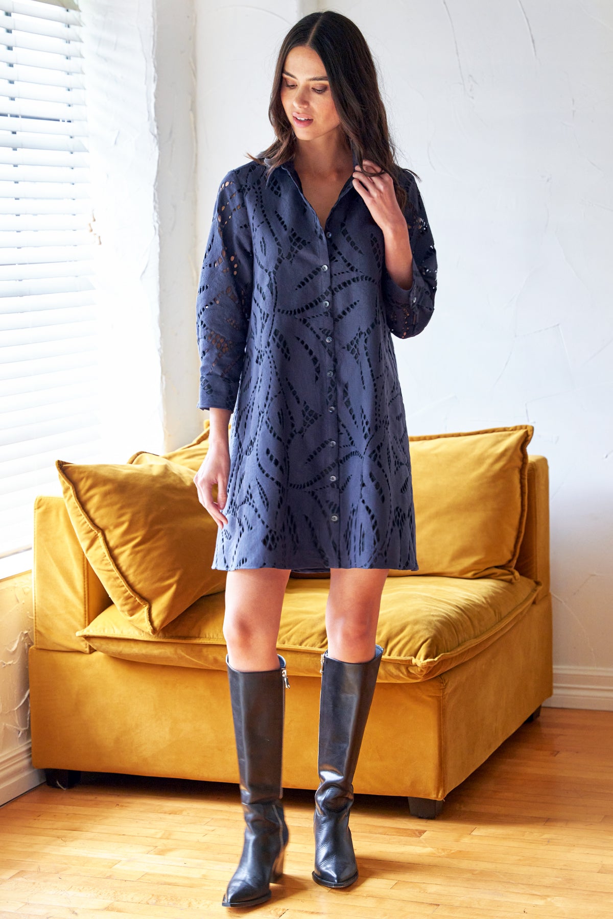 Trapeze Shirt Dress, Chunky Lace