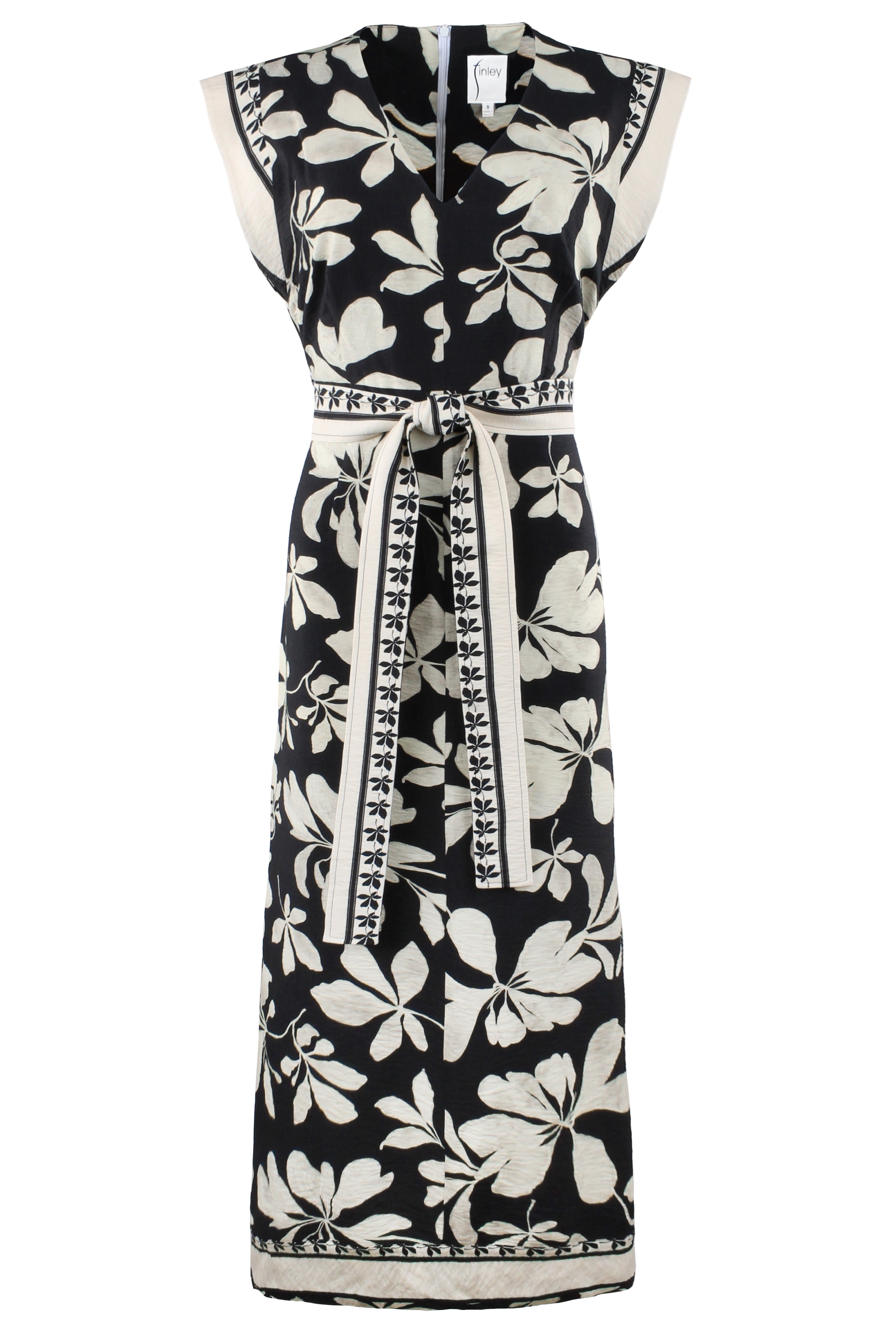 Beverly Long Shirt Dress Black & Tan Floral Print