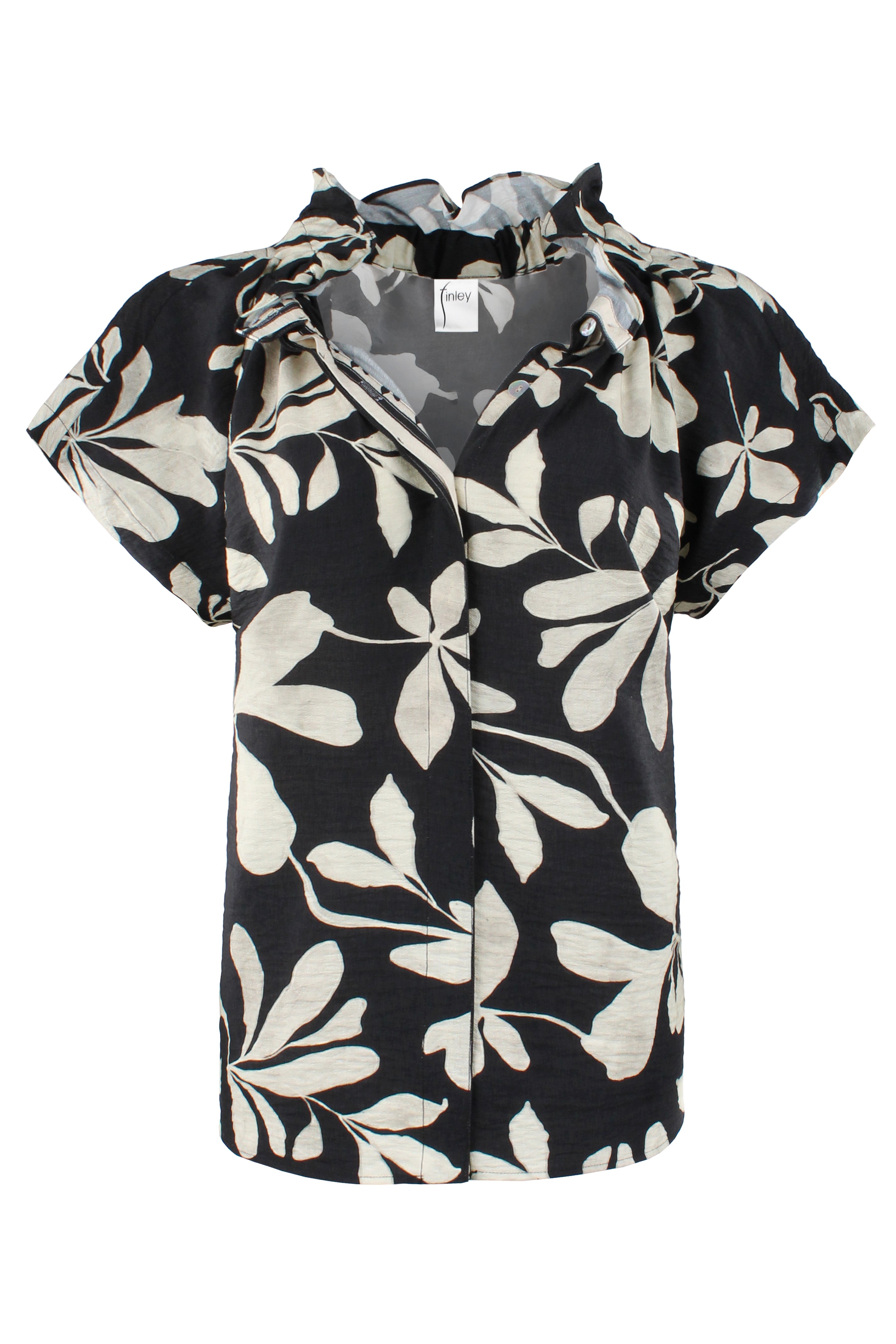 Jenny Top Black & Tan Print