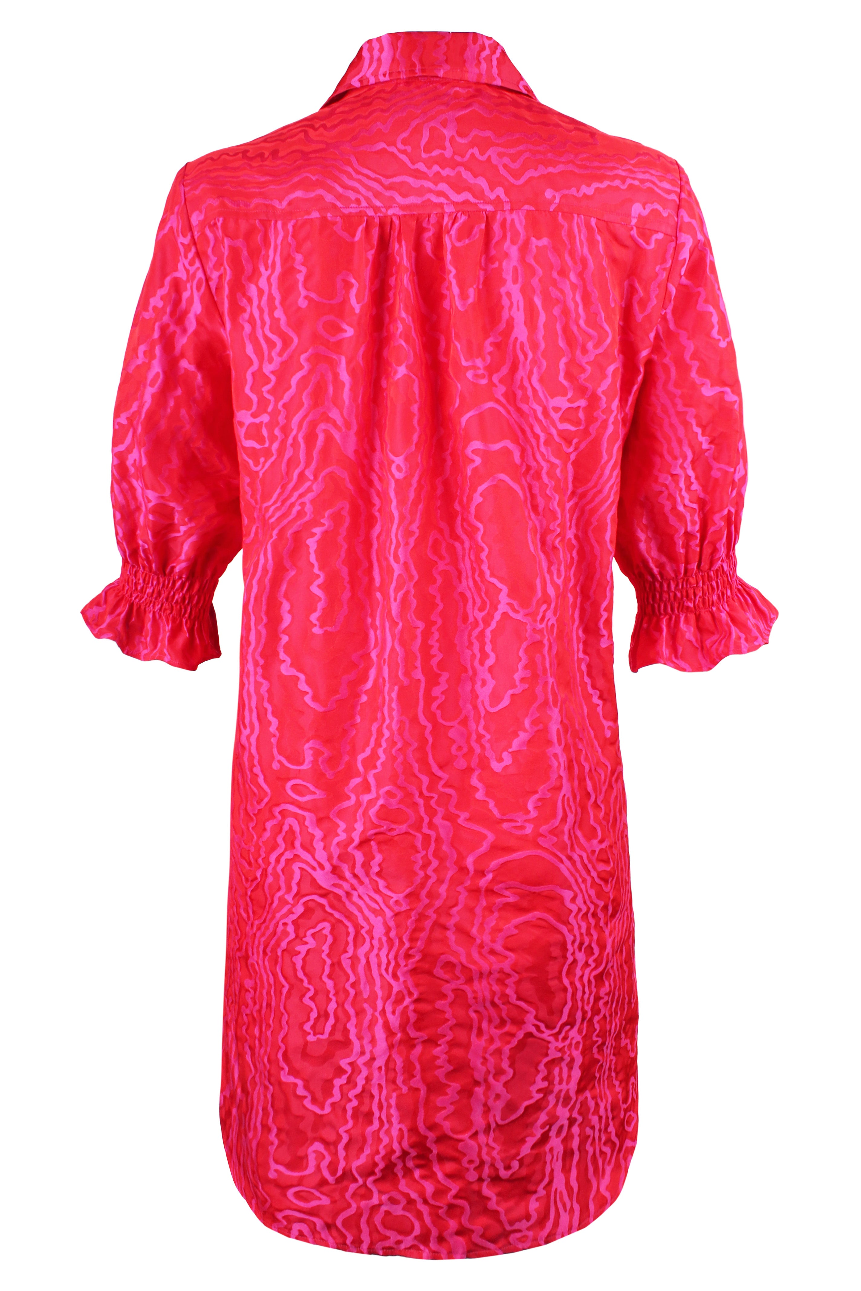 Miller Puff Sleeve Pink Jacquard Shirt Dress