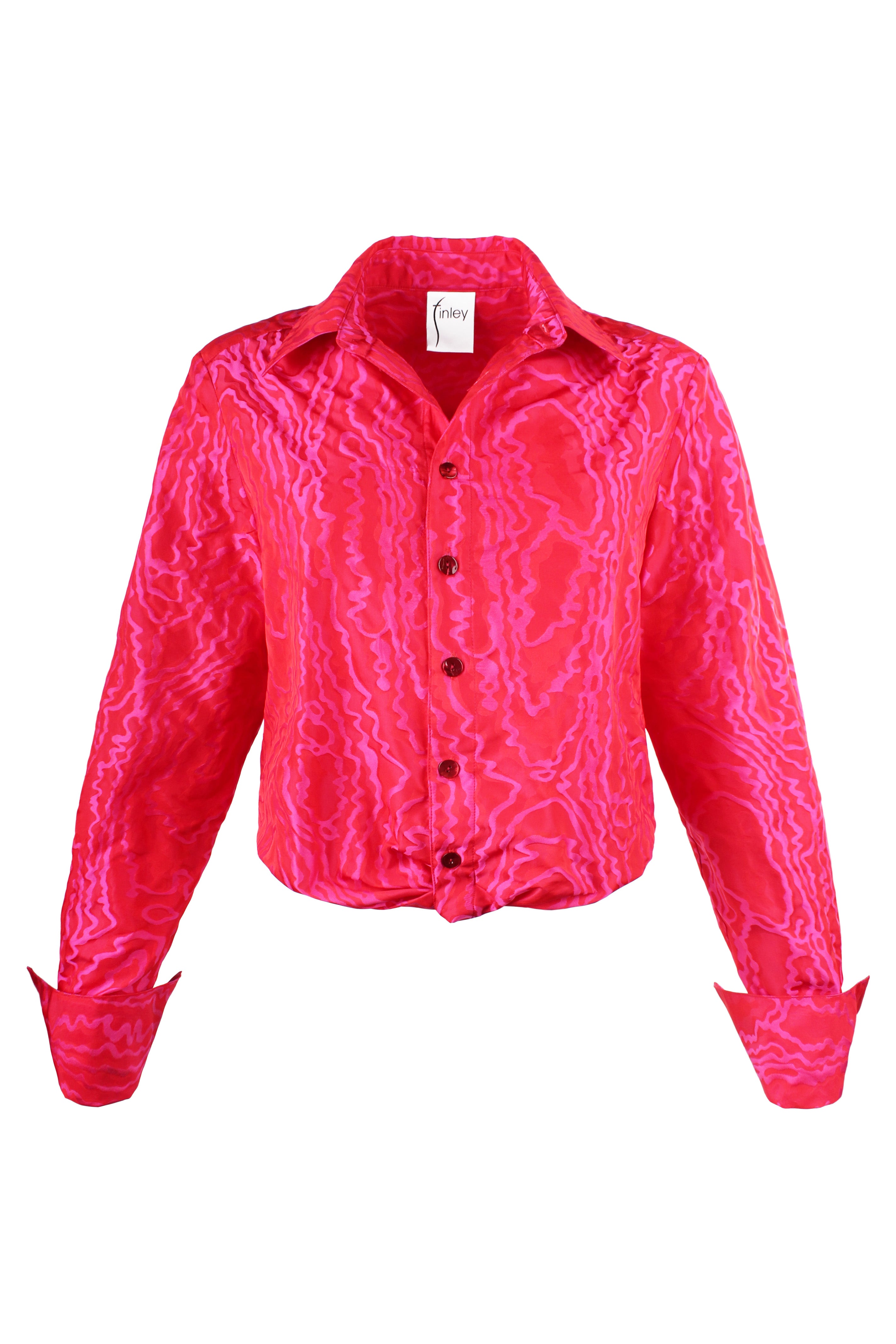 Moxie Popover Shirt, Pink Jacquard