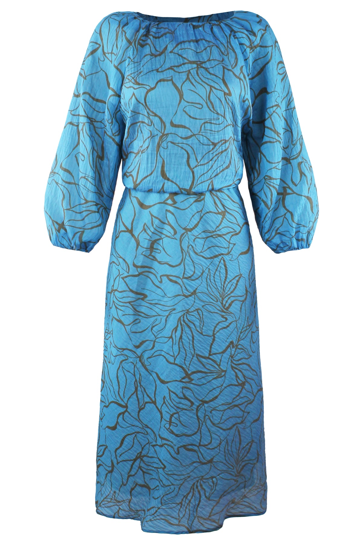 Bleeker Midi Dress Contour Leaves Print