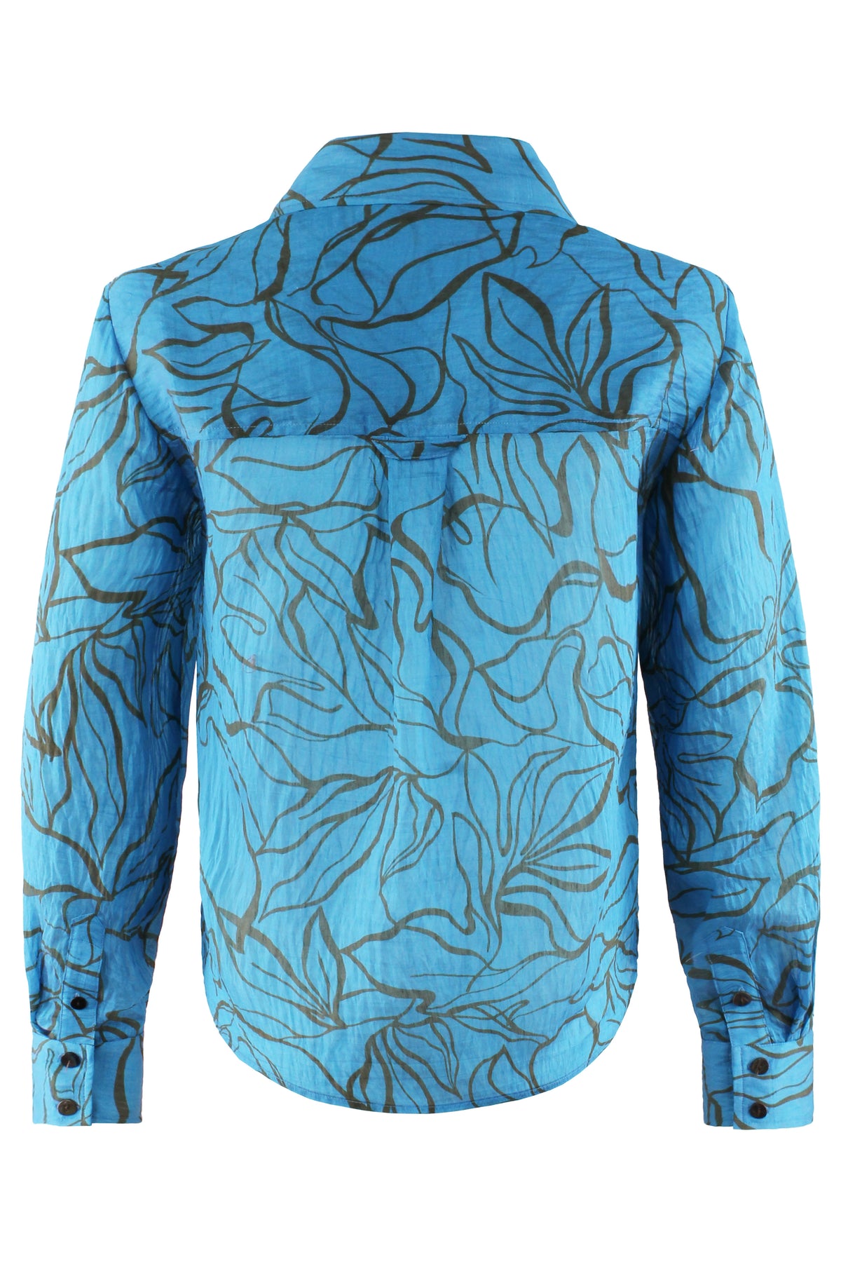 Joni Long Sleeve Popover Blouse, Contour Leaves Print