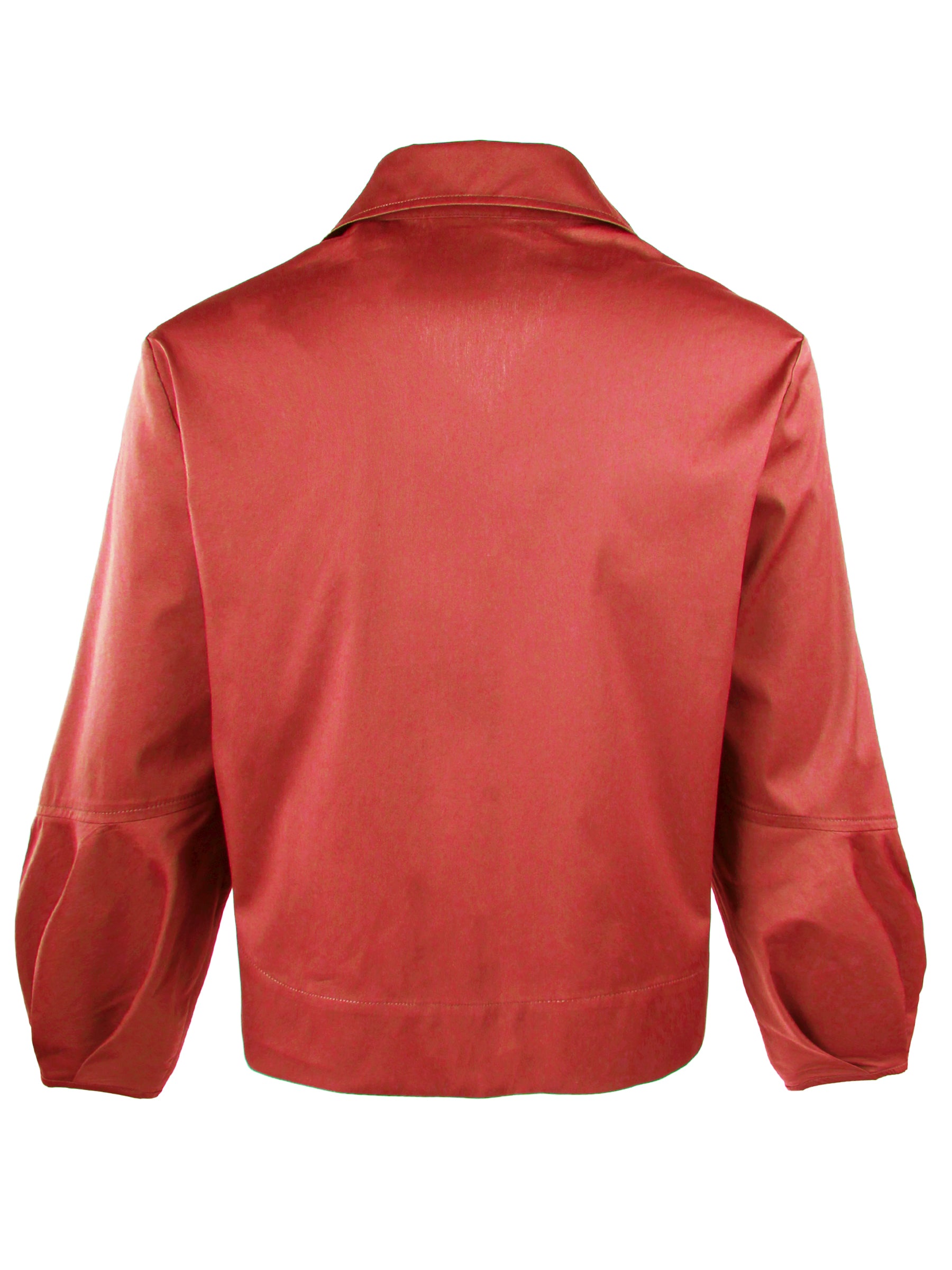 Emmy, Pleated Cuff Cropped Poplin Shirt, Cinnamon Silky Poplin