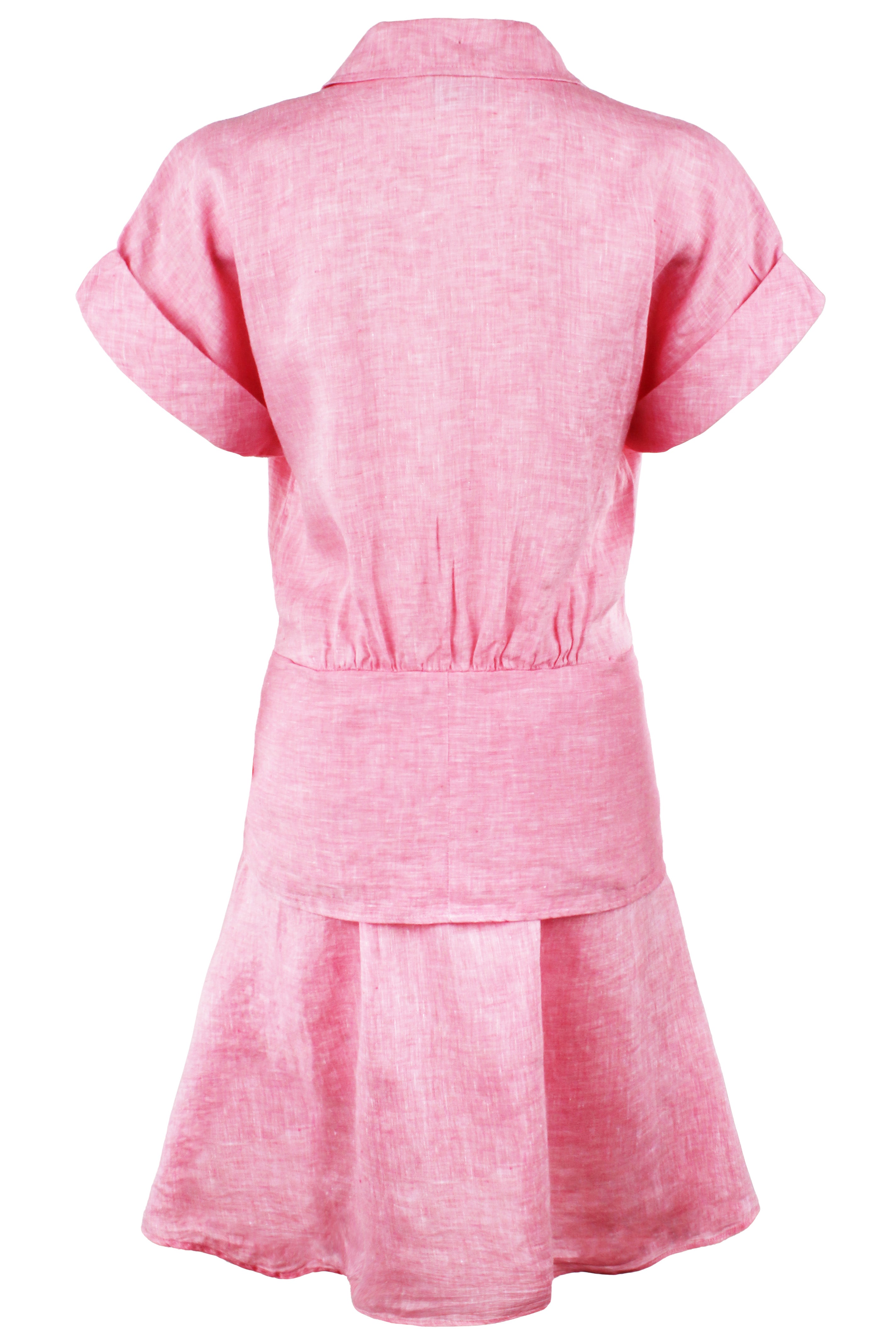 Collins Shirt Dress Coral Pink Washed Linen