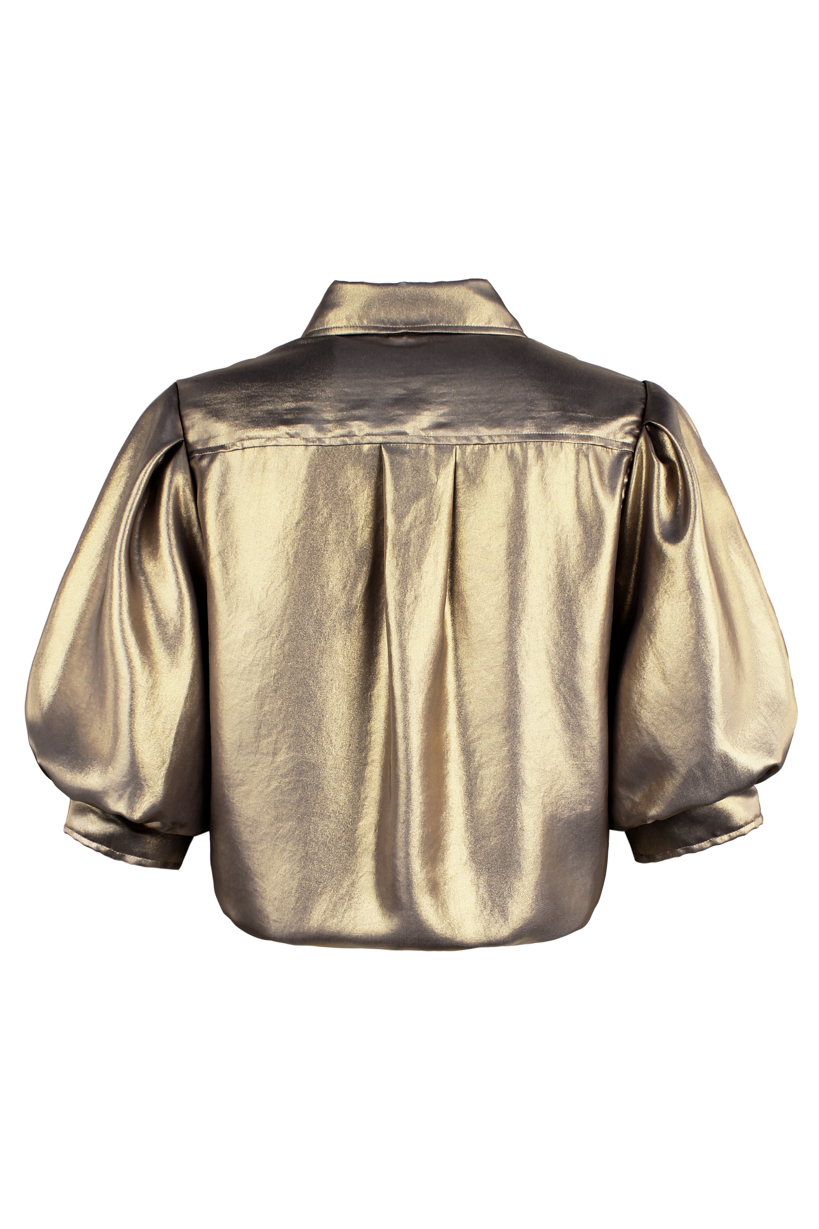 Bomba Short Sleeve Twist-Hem Blouse, Antique Gold