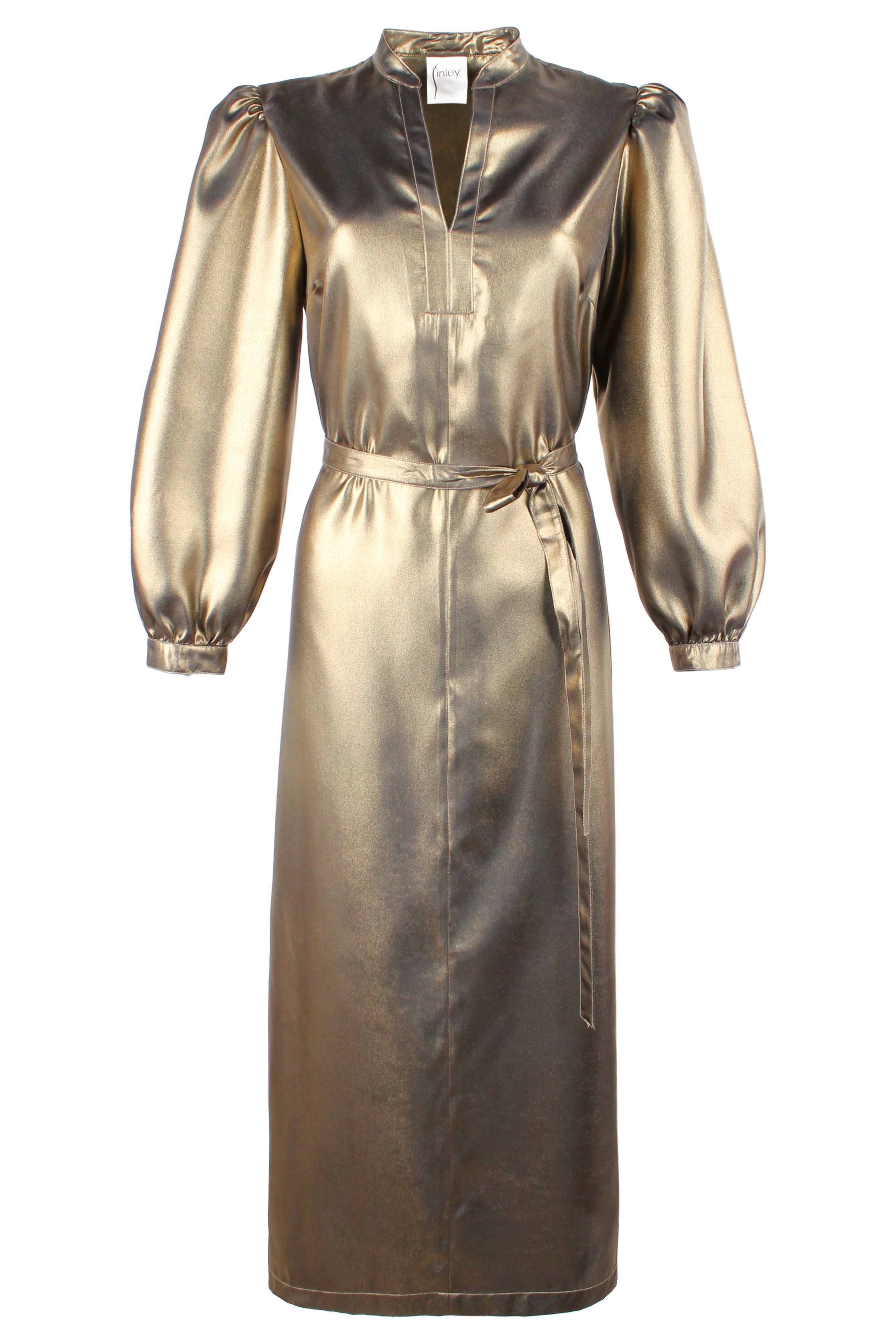Franchesca Long Sleeve Maxi Dress, Antique Gold