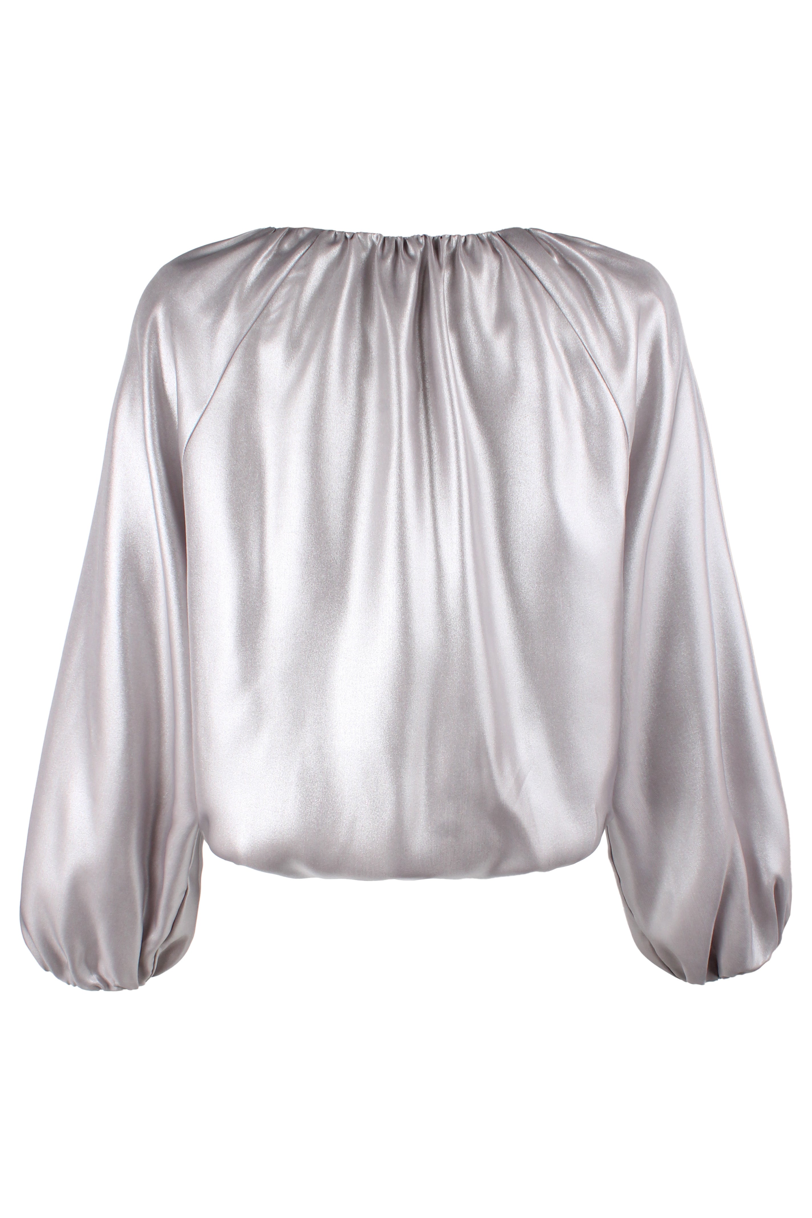 Cameron Blouson Sleeve Top, Matte Silver