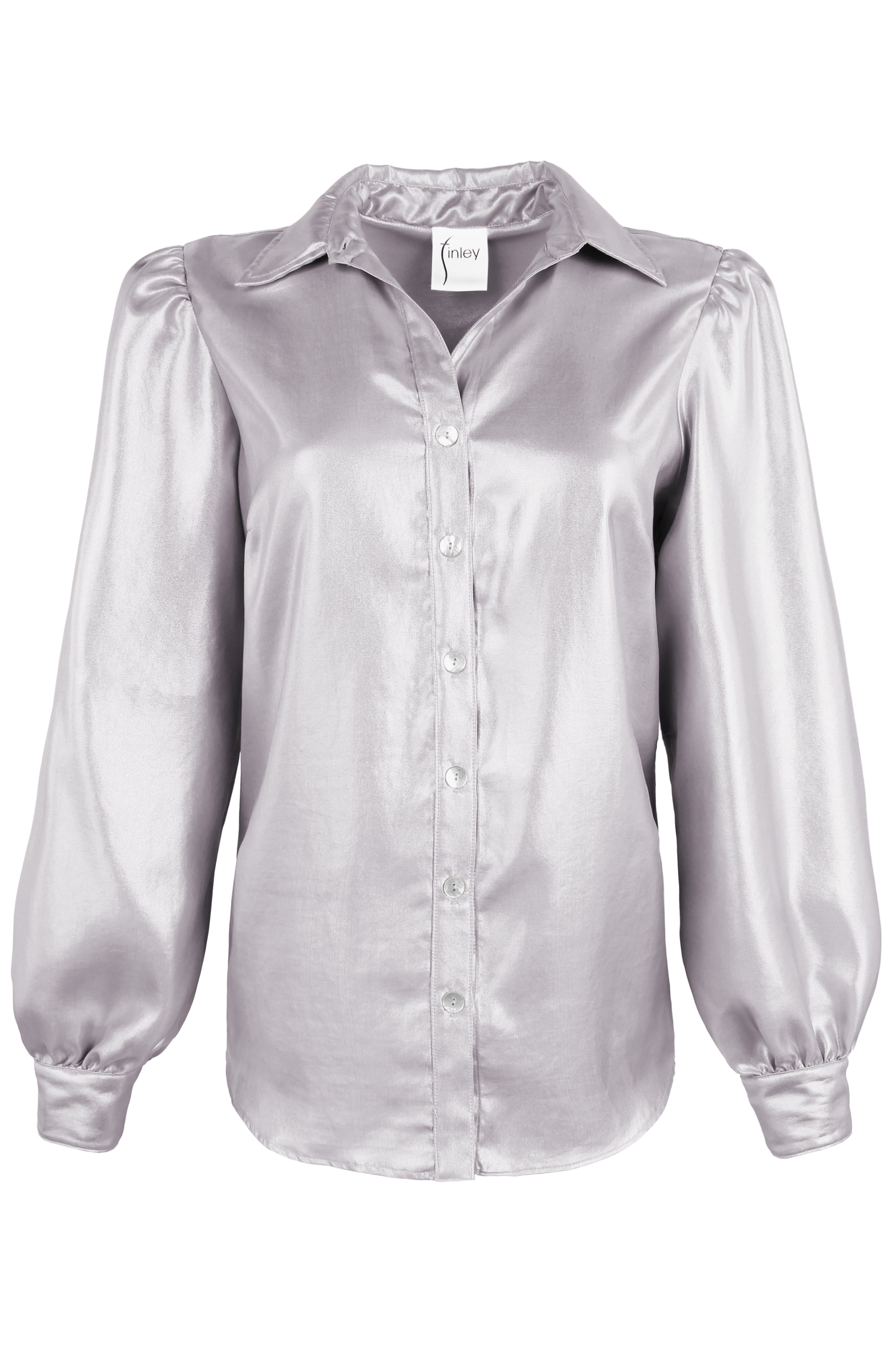 Collette Long Sleeve Blouse, Matte Silver