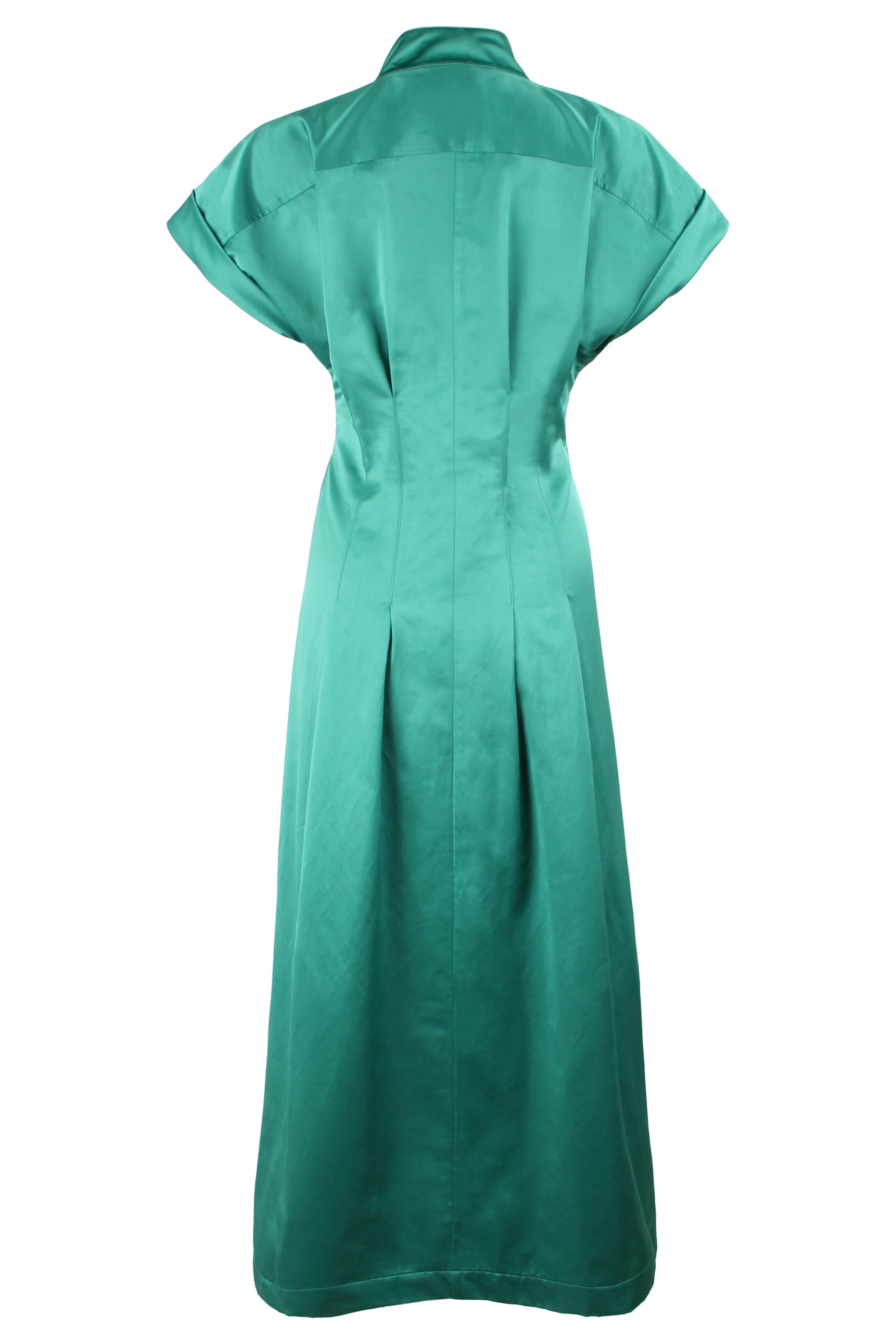 Long Rocky Shirt Dress Emerald Micro Satin