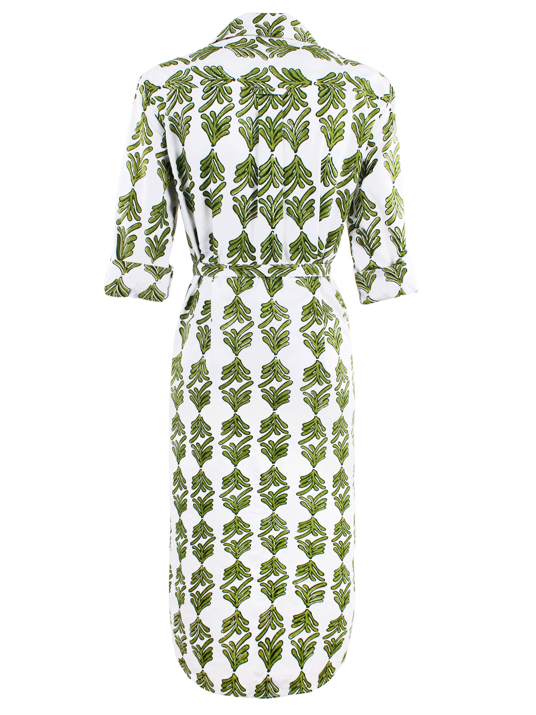 MENDED Alex Long Shirtdress Green Palmetto Print