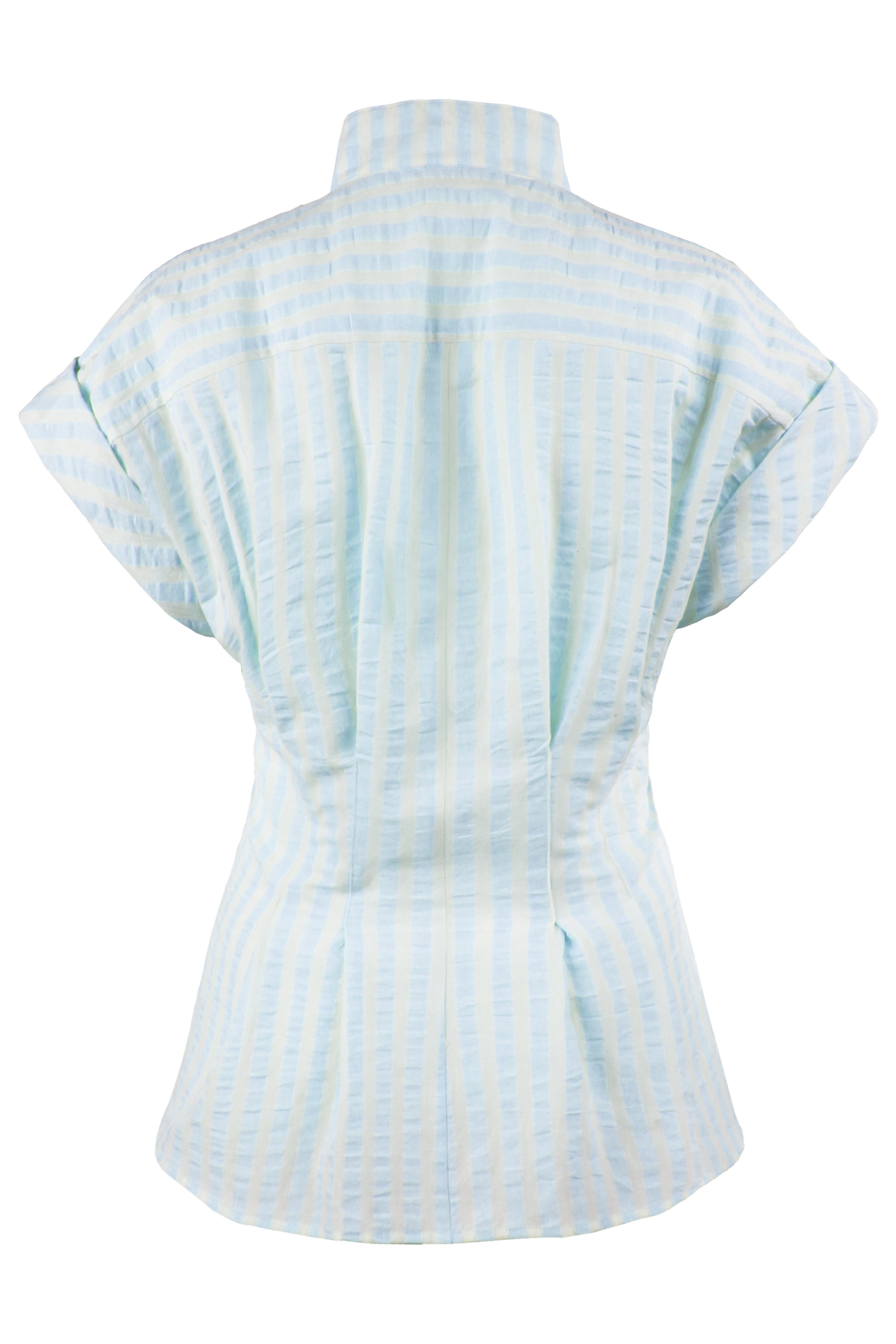 Rocky Cap Sleeve Shirt Blue Pastel Stripe