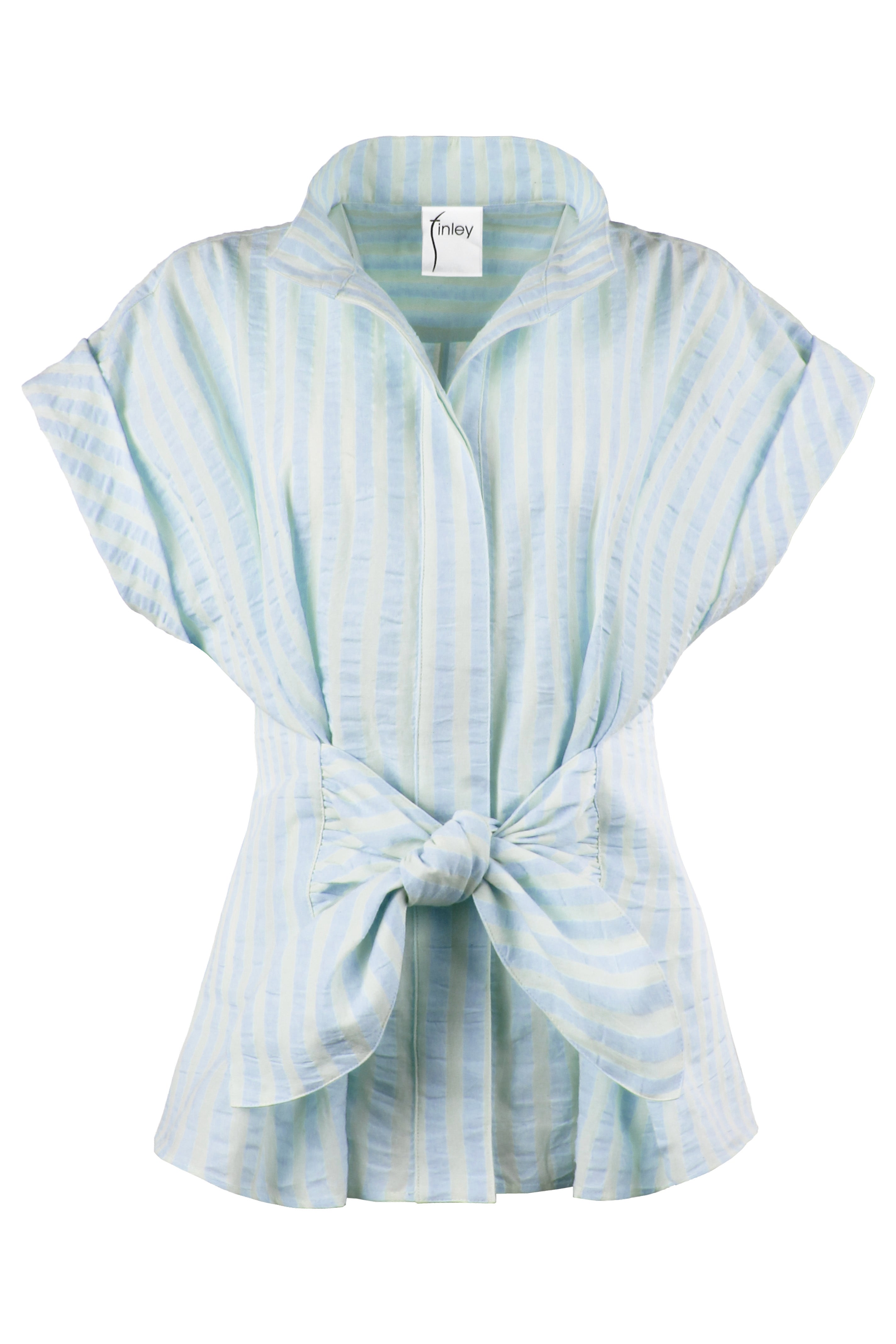Rocky Cap Sleeve Shirt Blue Pastel Stripe