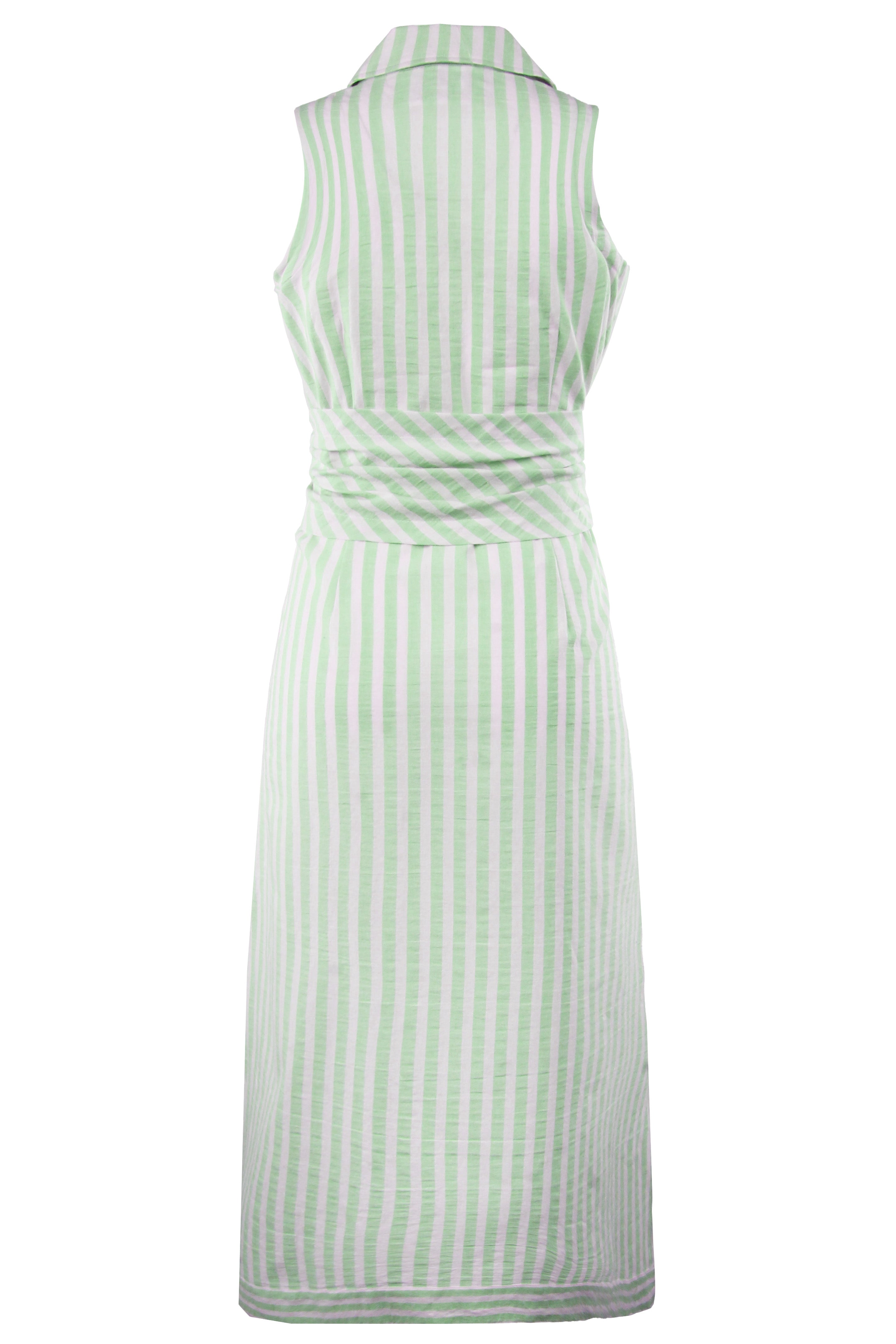 Long Ellis Sleeveless Tie-Front Maxi Dress, Green Pastel Stripe