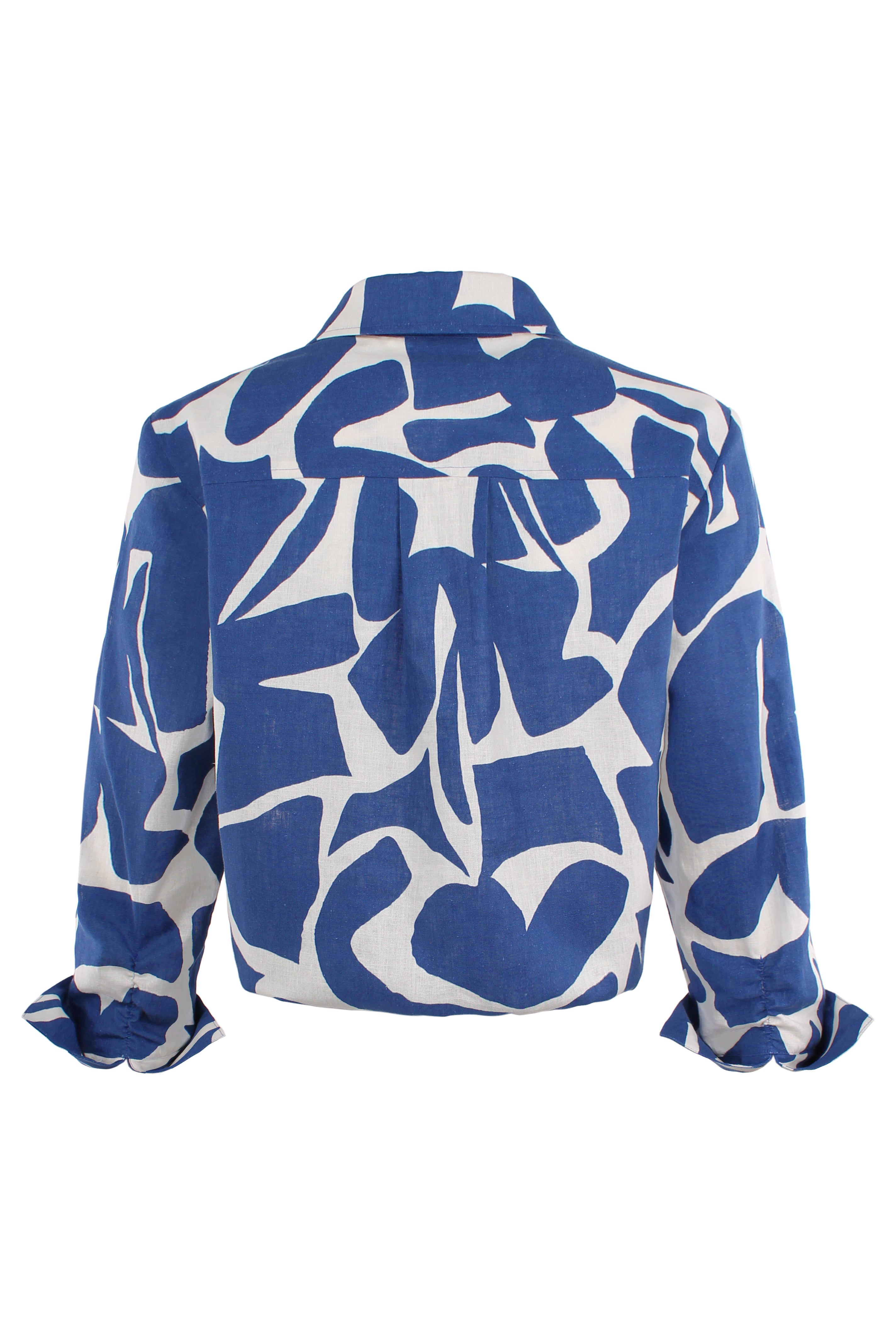 Sloane 3/4 Sleeve Shirt, Blue/Natural Puzzle Print