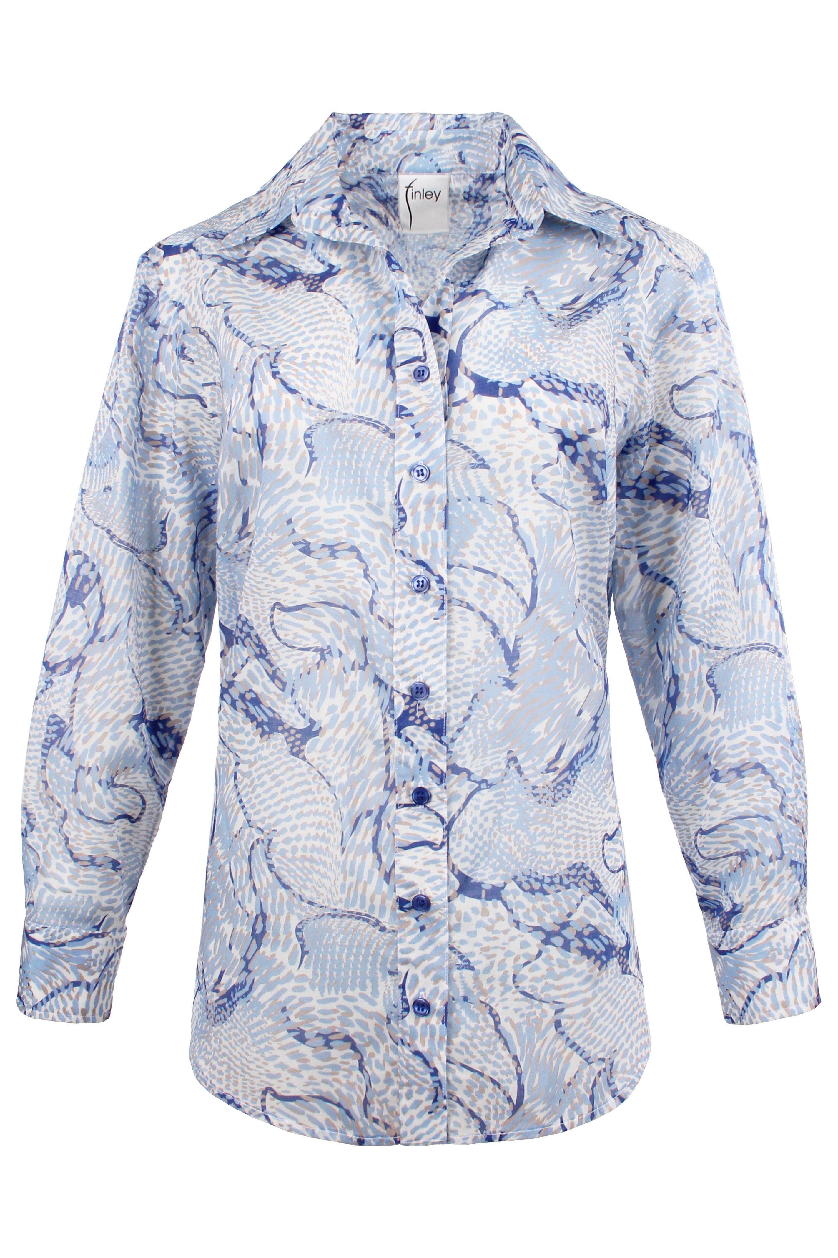 Andie Shirt Blue/White Sea Spray Print