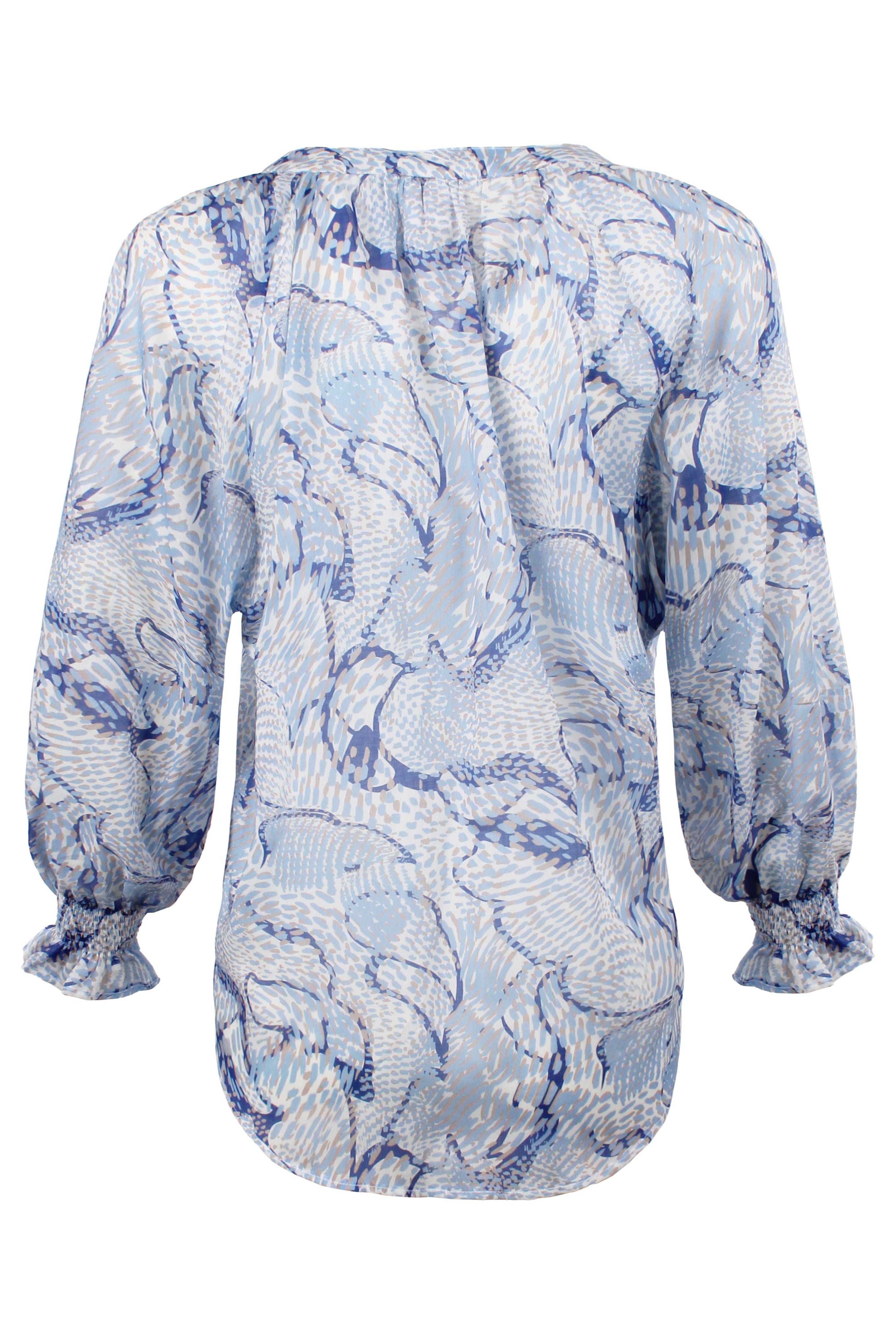 Sophie Top Blue/White Sea Spray Print