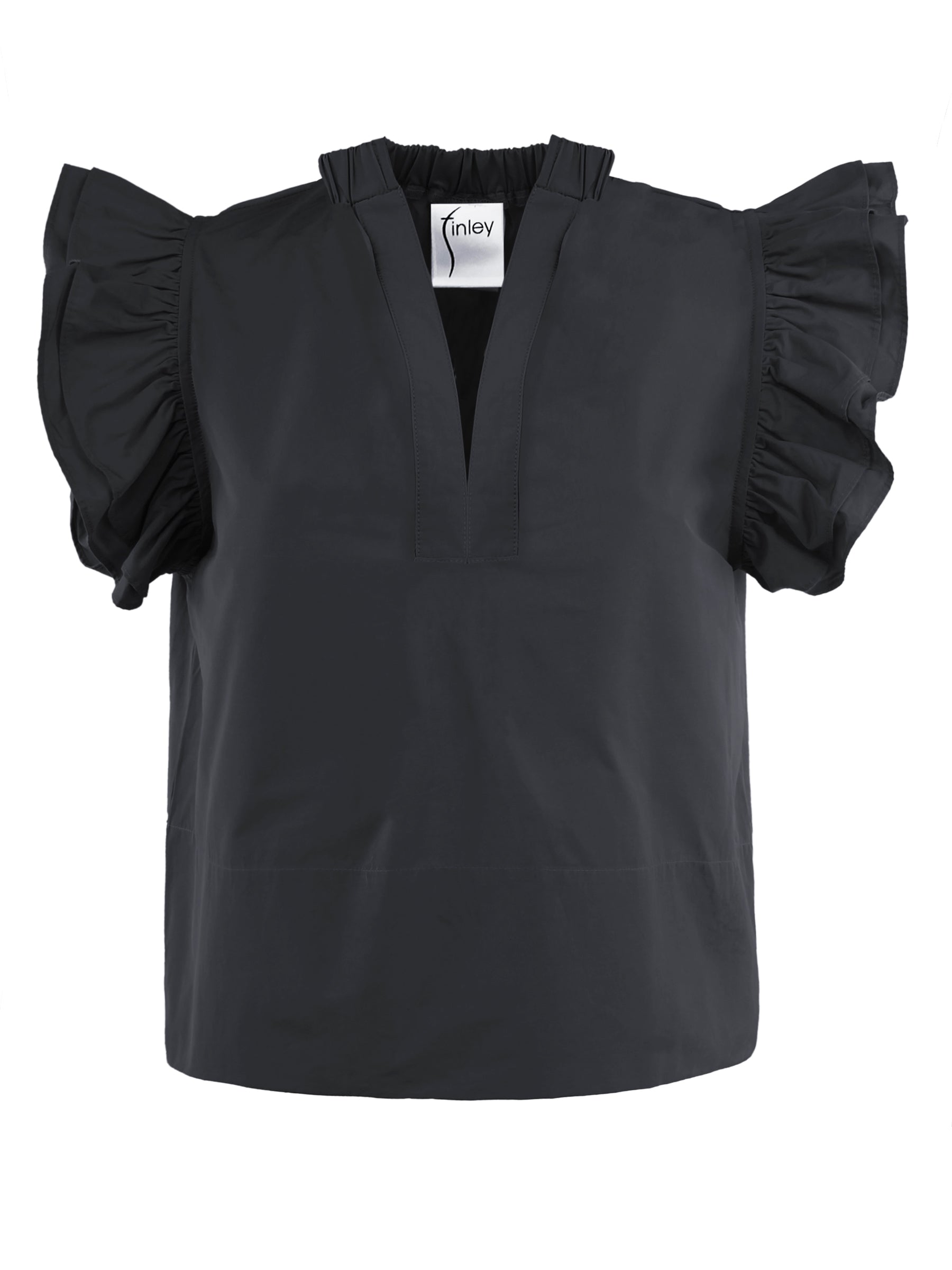 Remy Short Sleeve Popover Blouse, Black