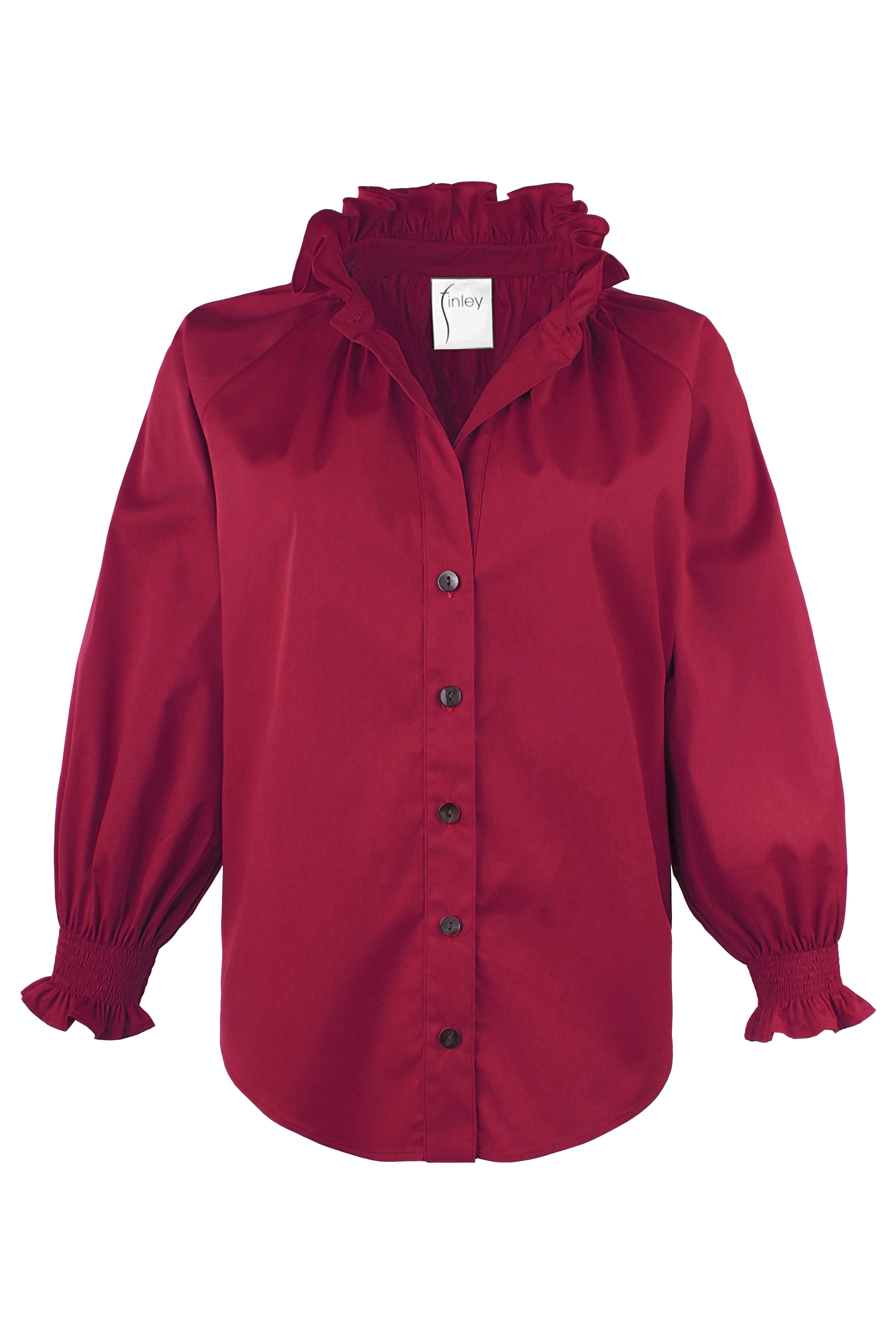 Fiona Shirt Burgundy Silky Poplin