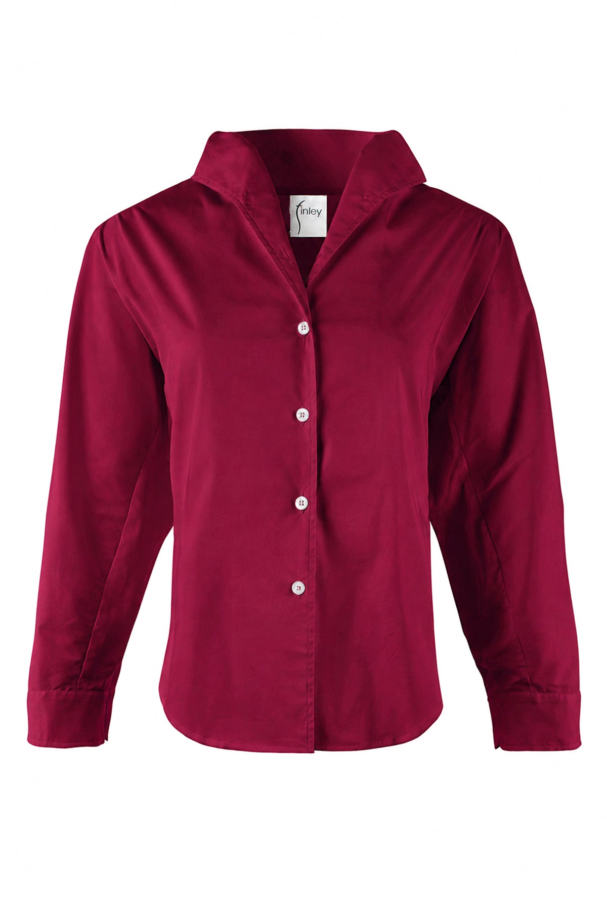 Revere Shirt, Burgundy Silky Poplin