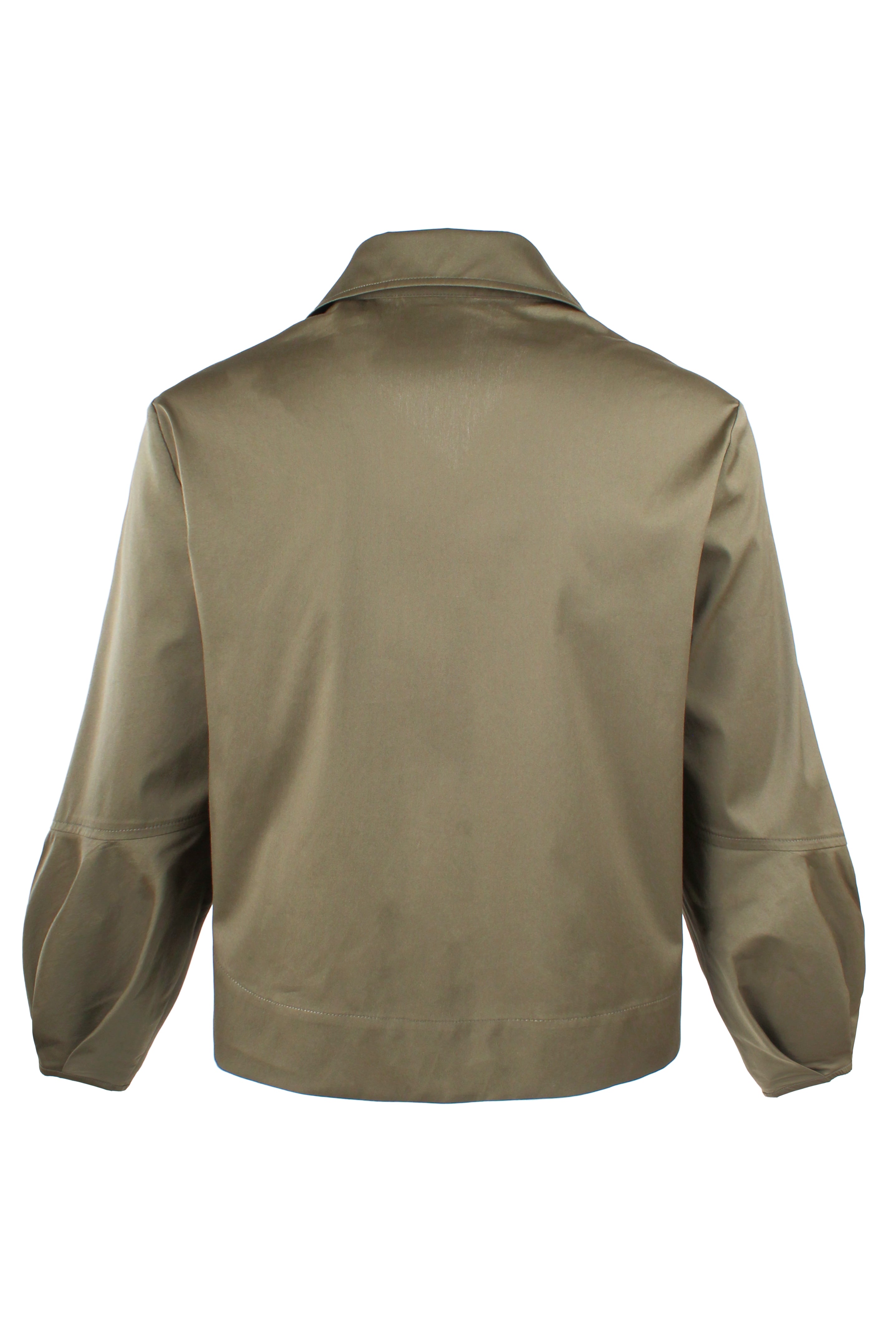 Emmy, Pleated Cuff Cropped Poplin Shirt, Cinnamon Silky Poplin