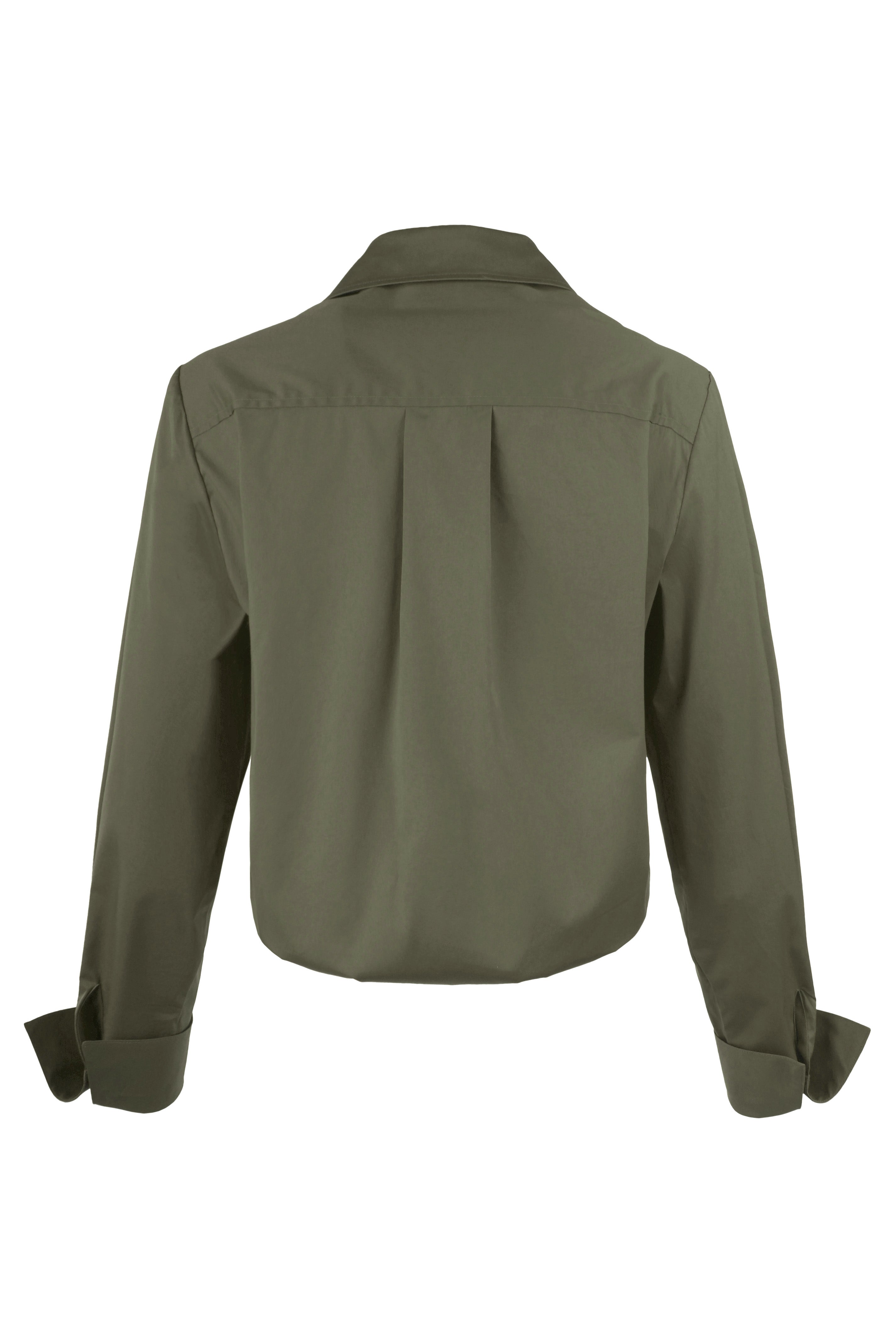 Moxie Shirt Olive Green Silky Poplin