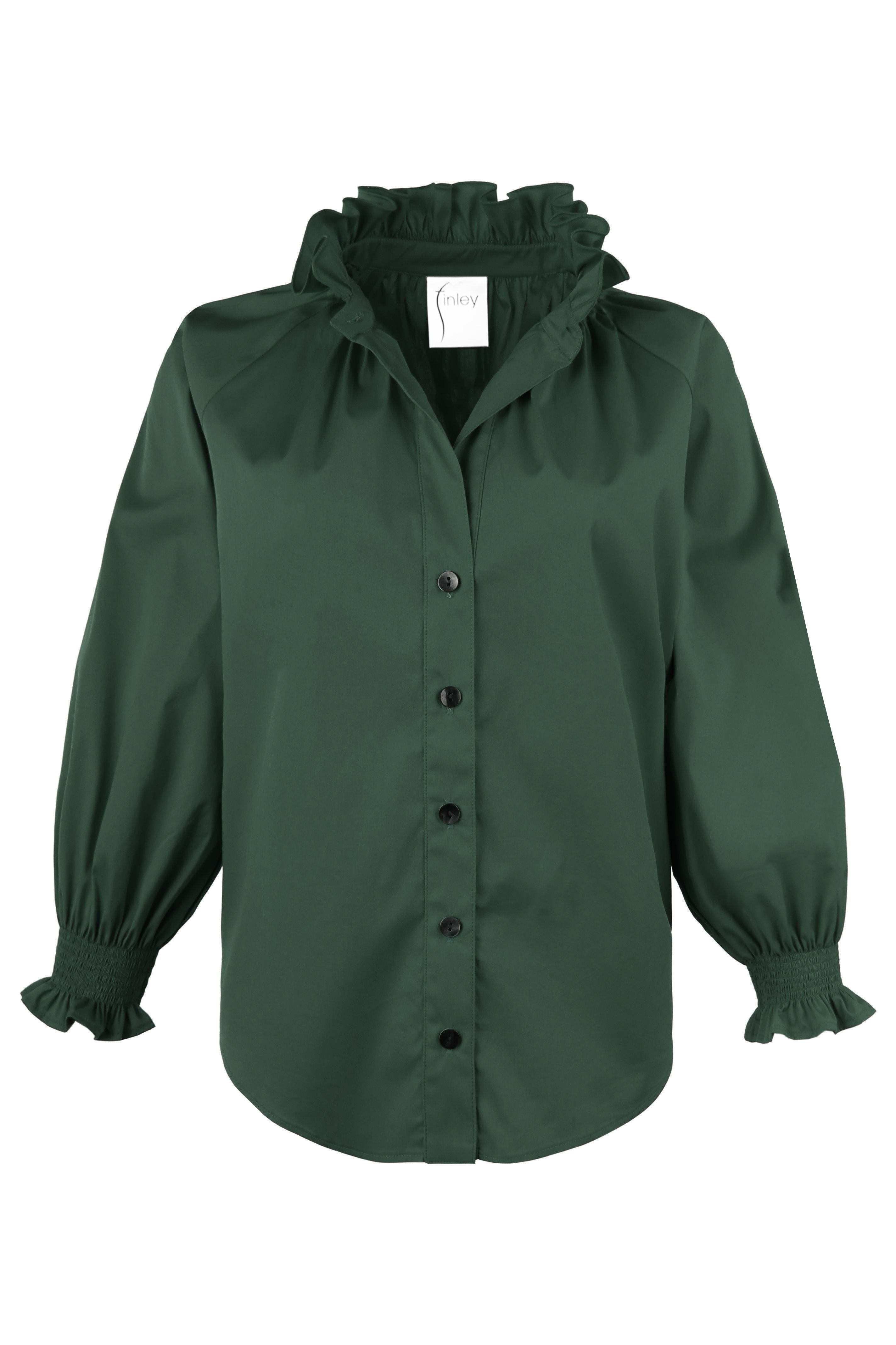 Fiona Shirt Pine Green Silky Poplin