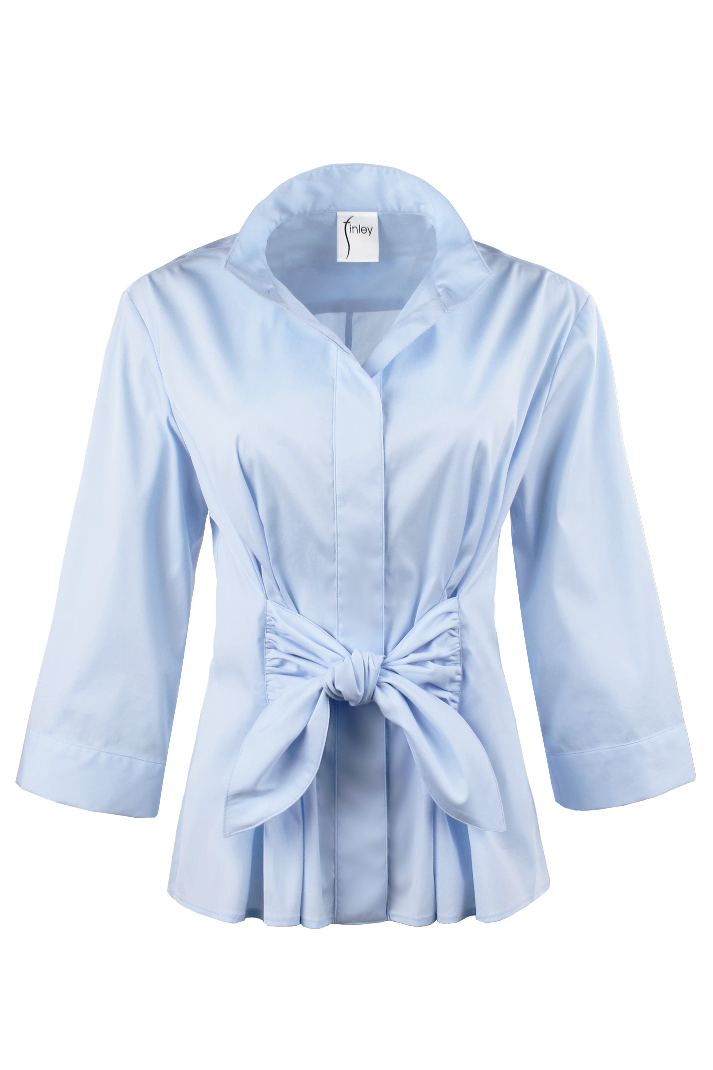 Rocky Tie Front Shirt 3/4 Sleeve Light Blue