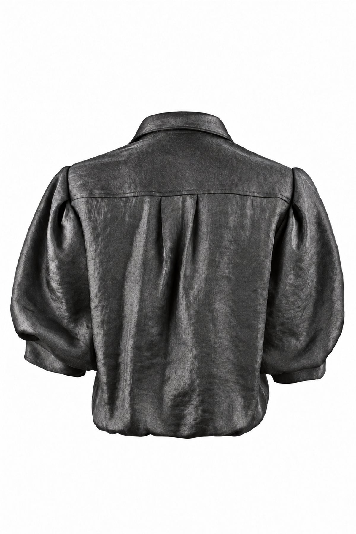 Bomba Short Sleeve Twist-Hem Blouse, Iridescent Black Metallic