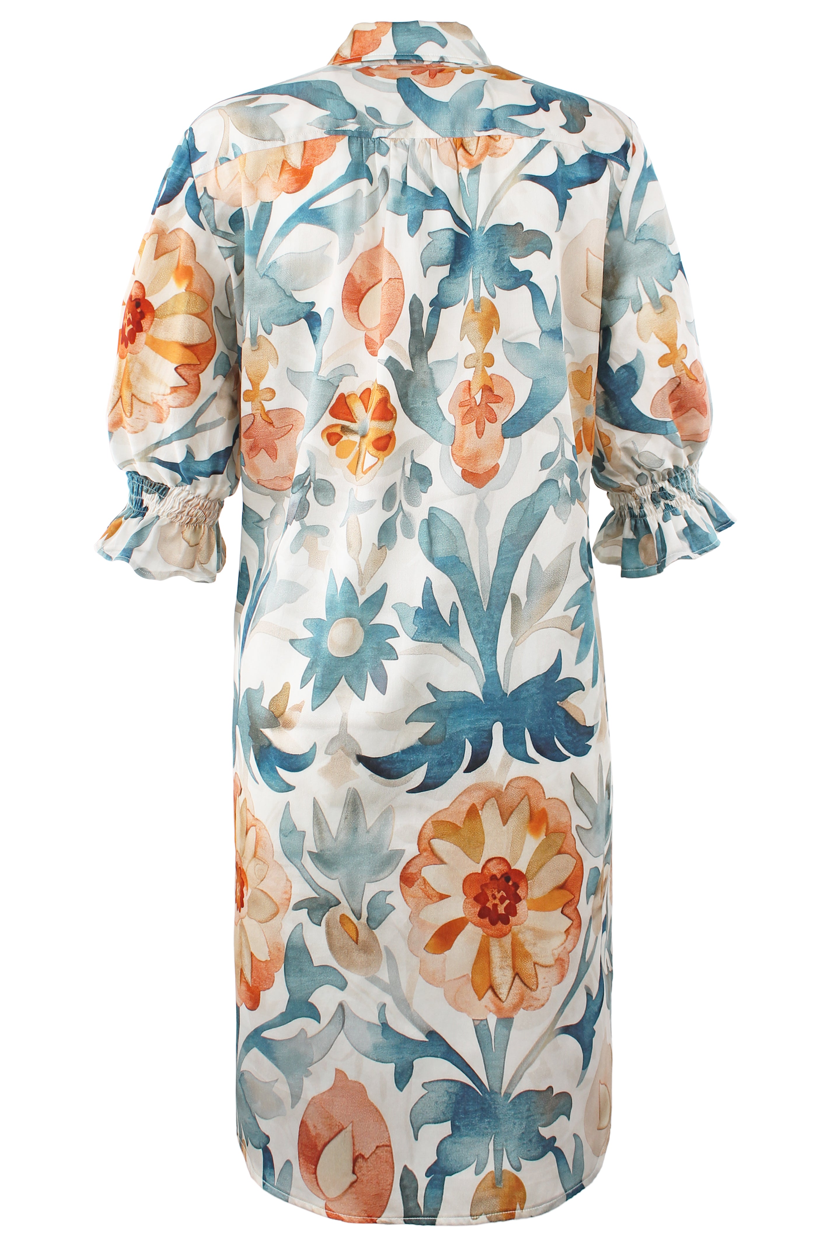 Miller Puff Sleeve Cotton Shirt Dress Terra Floral Print